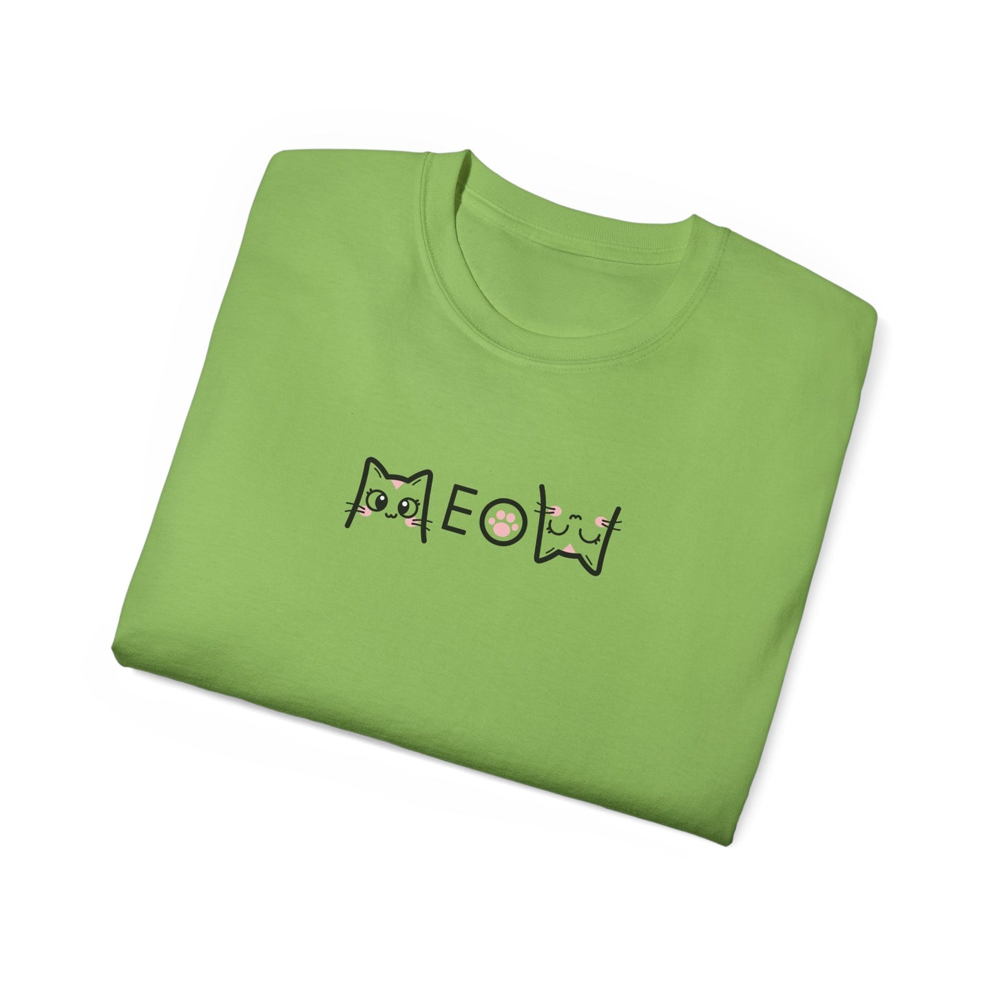 T-Shirt: Simple MEOW – Minimalist Cat Lettering Graphic Tee – Cute Unisex Shirt for Everyday Casual Style