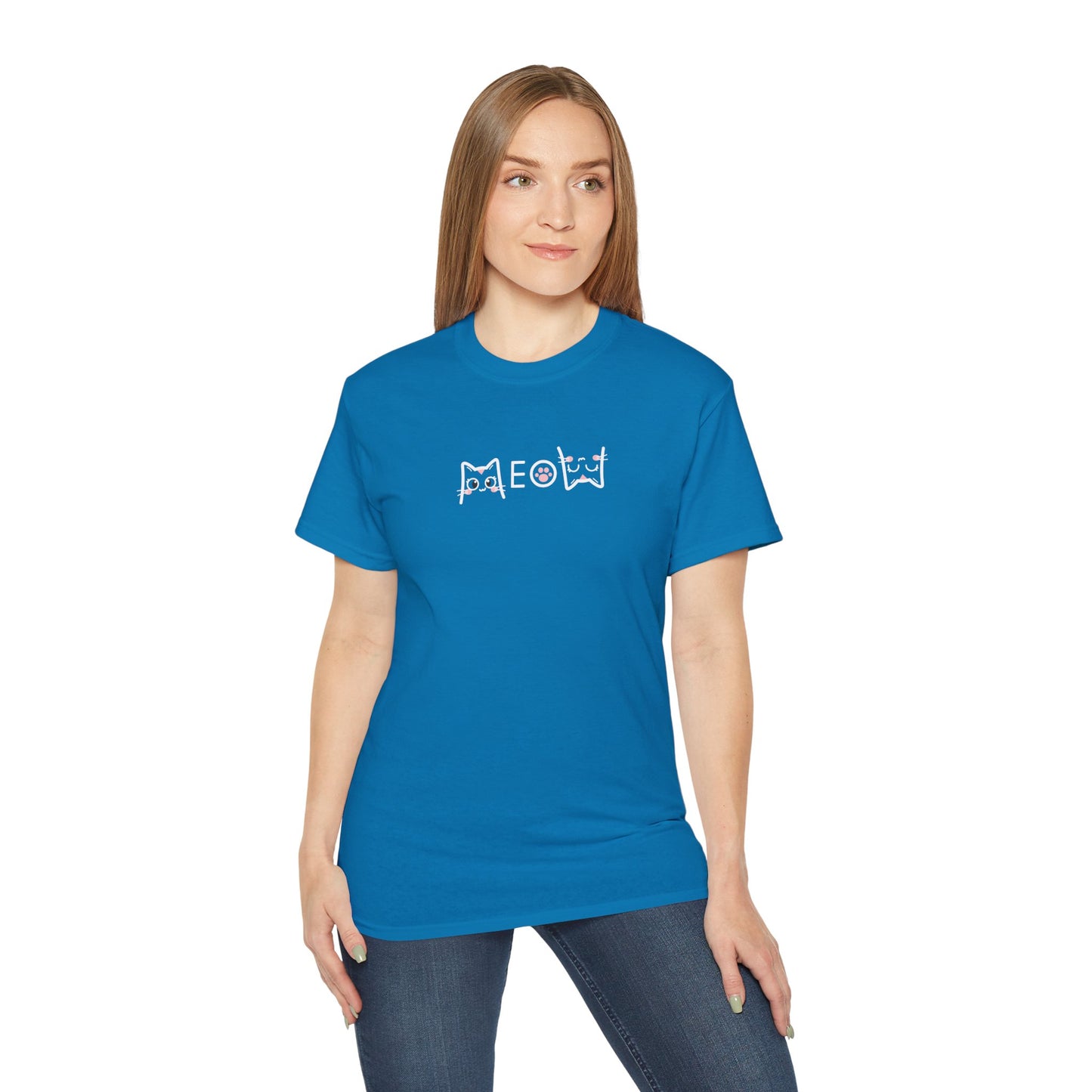 T-Shirt: Simple MEOW – Minimalist Cat Lettering Graphic Tee – Cute Unisex Shirt for Everyday Casual Style