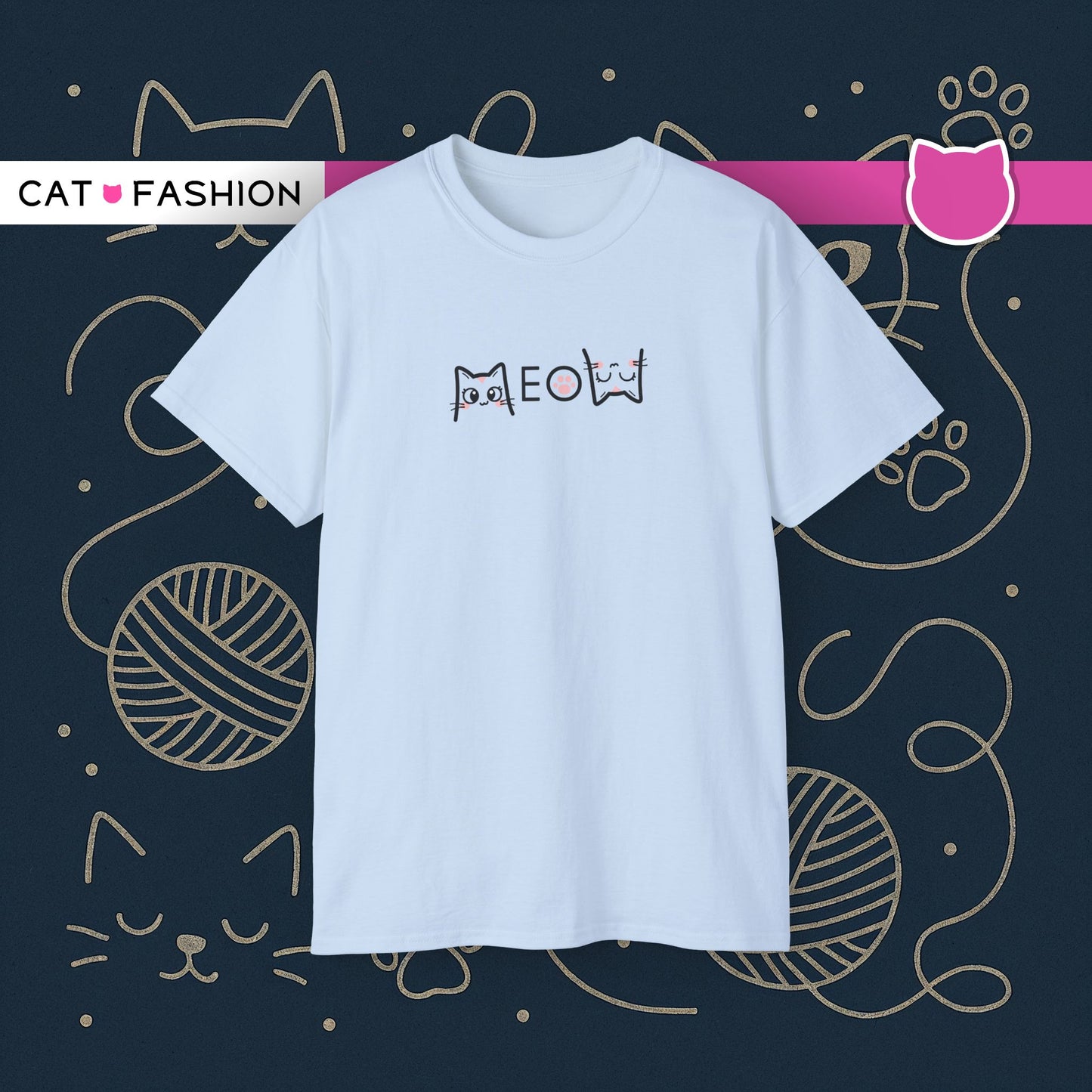 T-Shirt: Simple MEOW – Minimalist Cat Lettering Graphic Tee – Cute Unisex Shirt for Everyday Casual Style