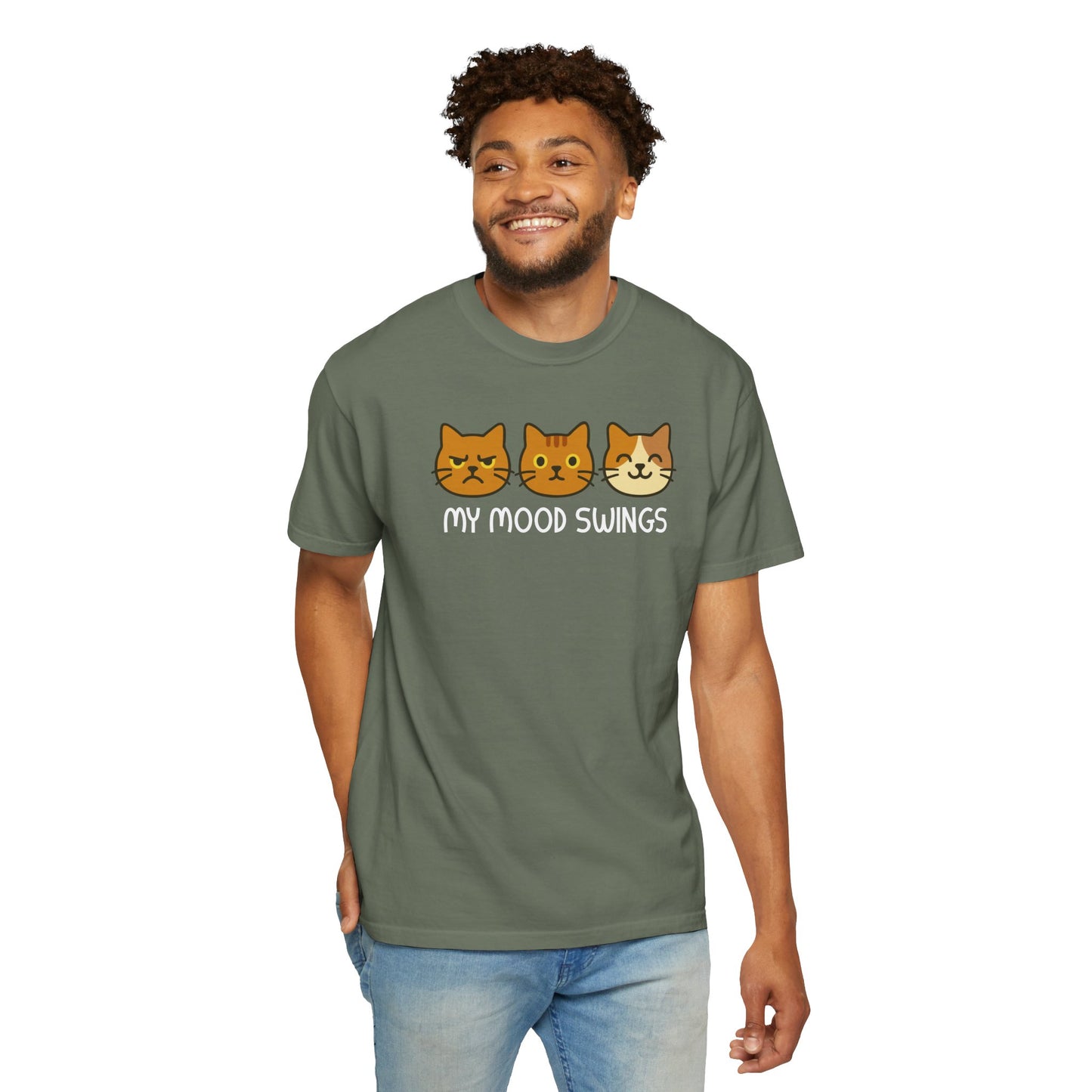 T-Shirt: My Mood Swings - Funny Cat Faces Graphic Tee - Cute Emotional Expression Shirt for Cat Lovers & Everyday Feels