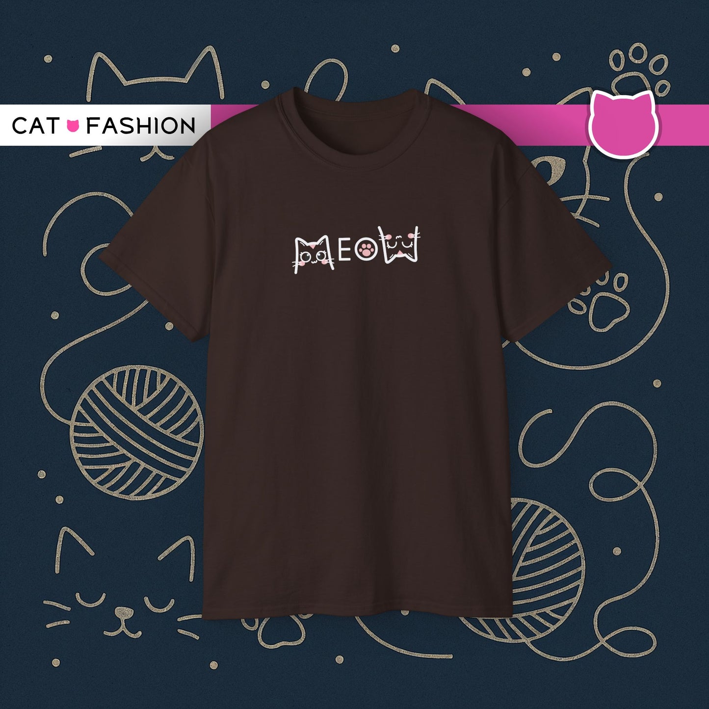 T-Shirt: Simple MEOW – Minimalist Cat Lettering Graphic Tee – Cute Unisex Shirt for Everyday Casual Style