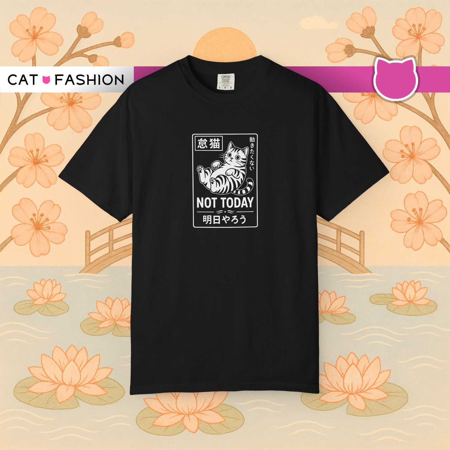 T-Shirt: Not Today Lazy Cat – Japanese Style Funny Cat Graphic Tee – Cool Unisex Shirt for Chill Vibes & Cat Lovers