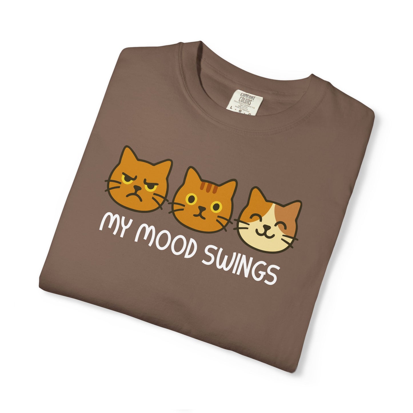 T-Shirt: My Mood Swings - Funny Cat Faces Graphic Tee - Cute Emotional Expression Shirt for Cat Lovers & Everyday Feels