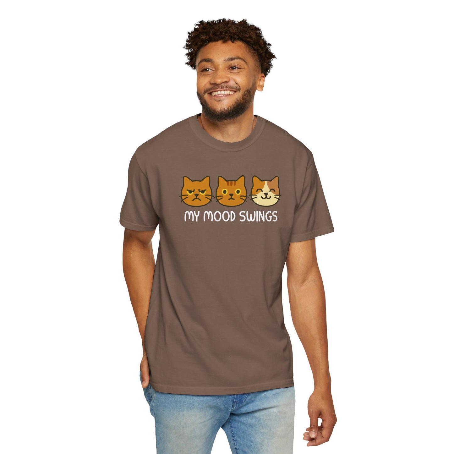 T-Shirt: My Mood Swings - Funny Cat Faces Graphic Tee - Cute Emotional Expression Shirt for Cat Lovers & Everyday Feels