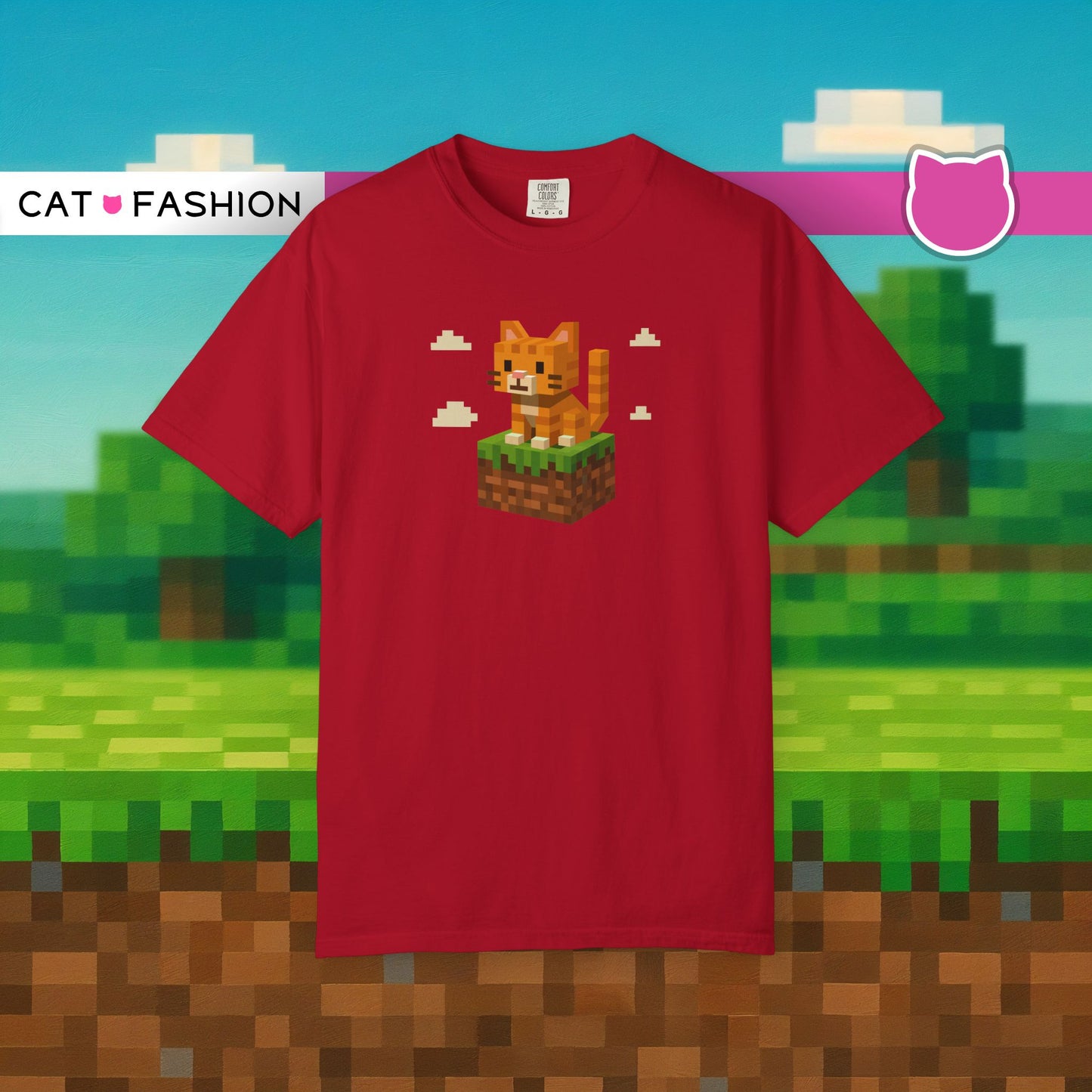 T-Shirt: Pixel Cat - Pixel Style Kitty Graphic Tee - Funny Unisex Shirt for Gamers and Cat Lovers with Retro Vibes