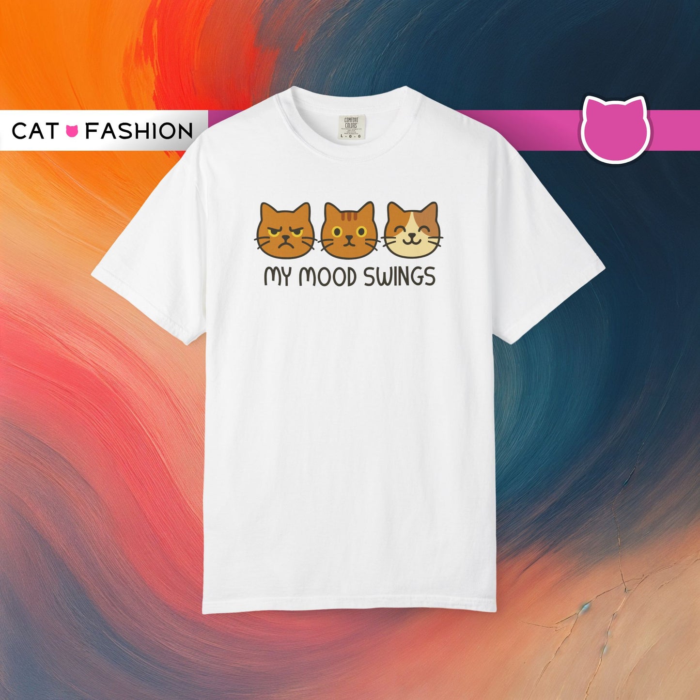T-Shirt: My Mood Swings - Funny Cat Faces Graphic Tee - Cute Emotional Expression Shirt for Cat Lovers & Everyday Feels
