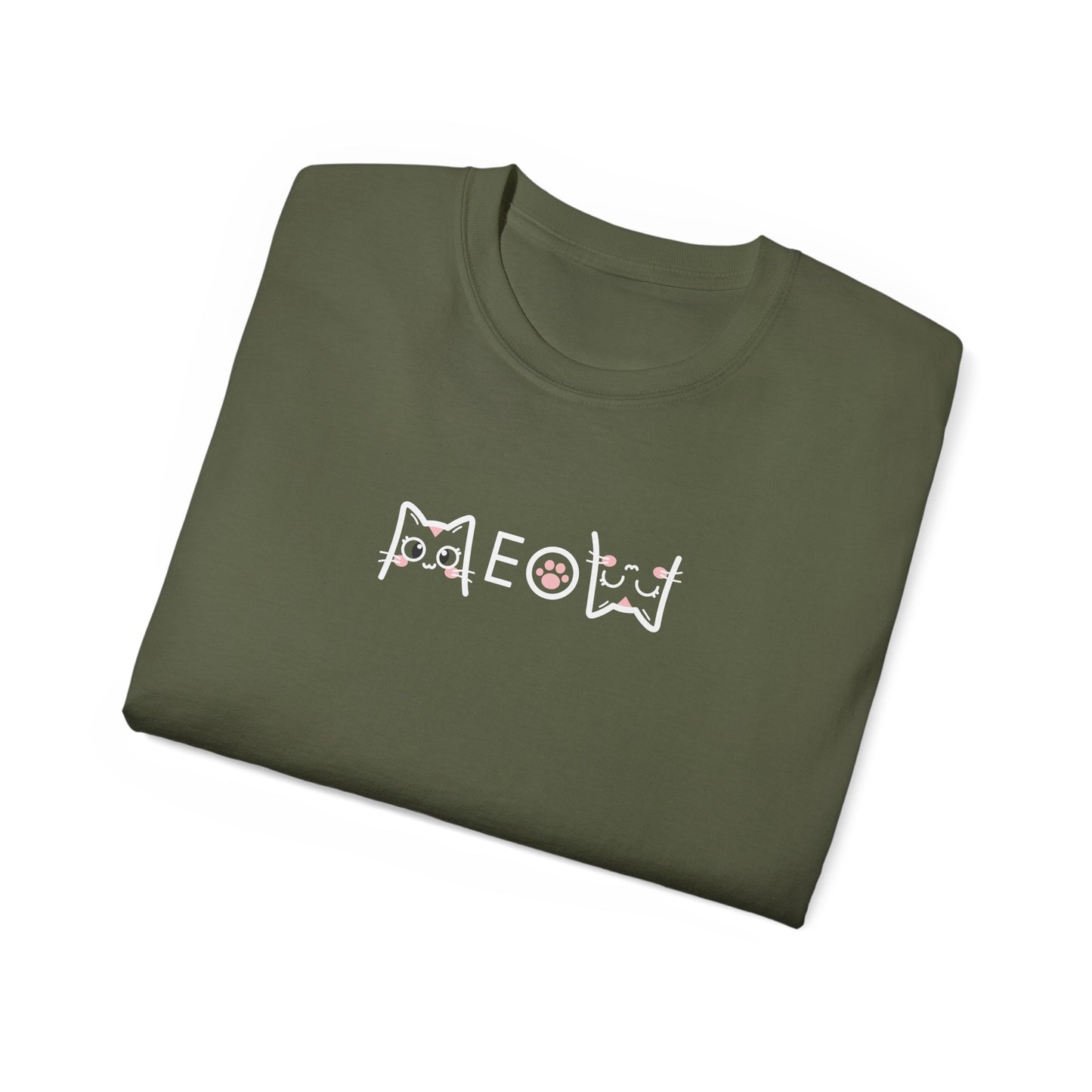 T-Shirt: Simple MEOW – Minimalist Cat Lettering Graphic Tee – Cute Unisex Shirt for Everyday Casual Style