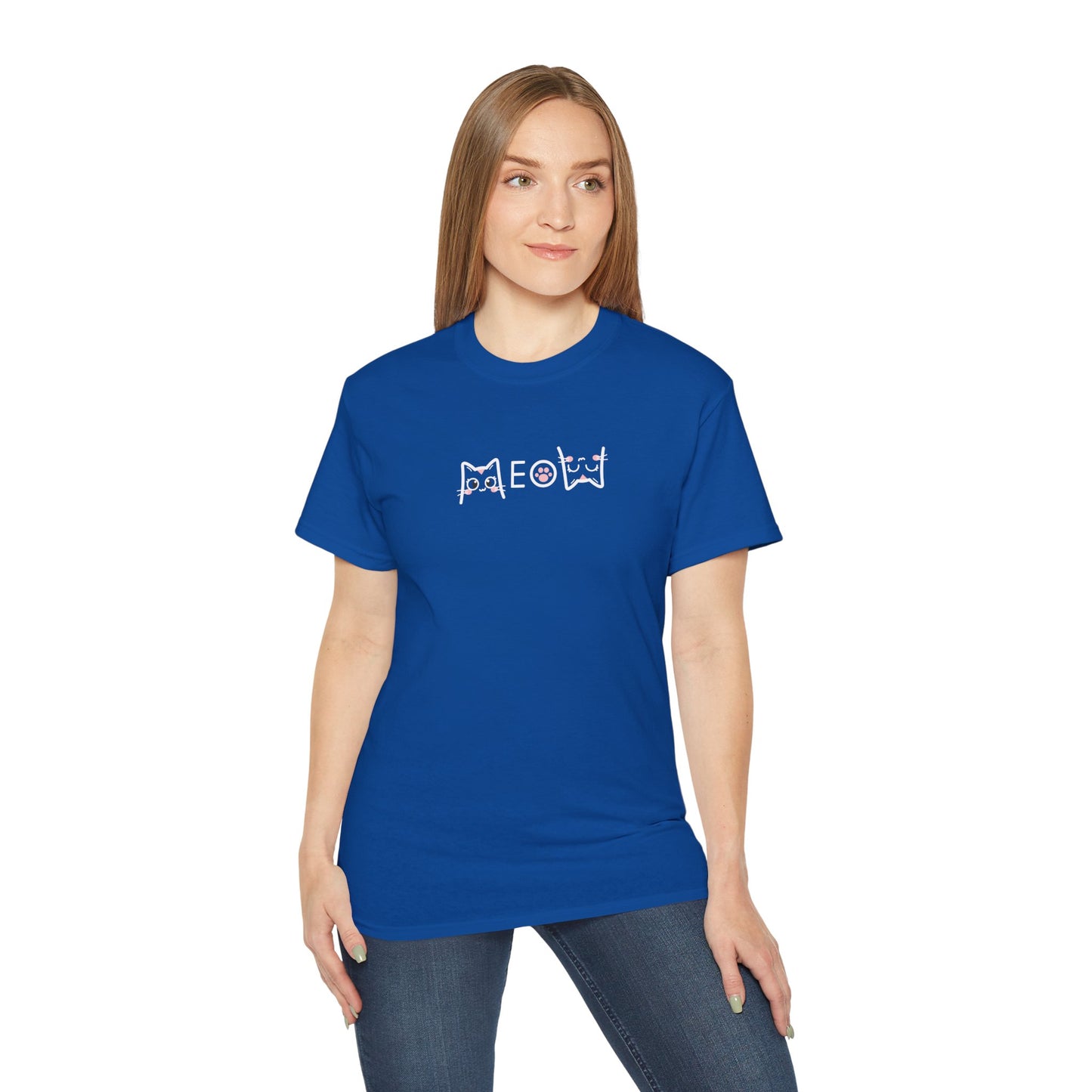 T-Shirt: Simple MEOW – Minimalist Cat Lettering Graphic Tee – Cute Unisex Shirt for Everyday Casual Style