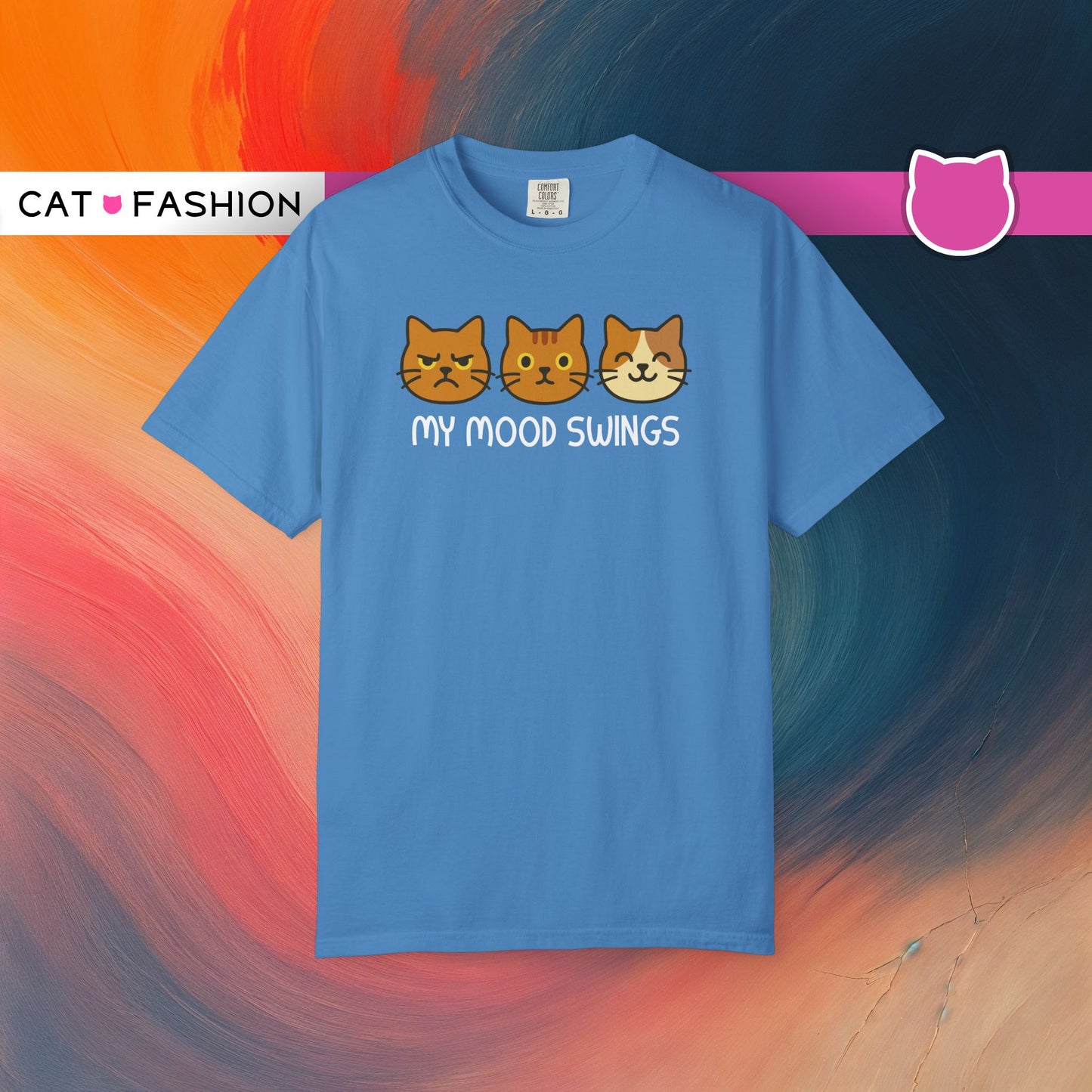 T-Shirt: My Mood Swings - Funny Cat Faces Graphic Tee - Cute Emotional Expression Shirt for Cat Lovers & Everyday Feels