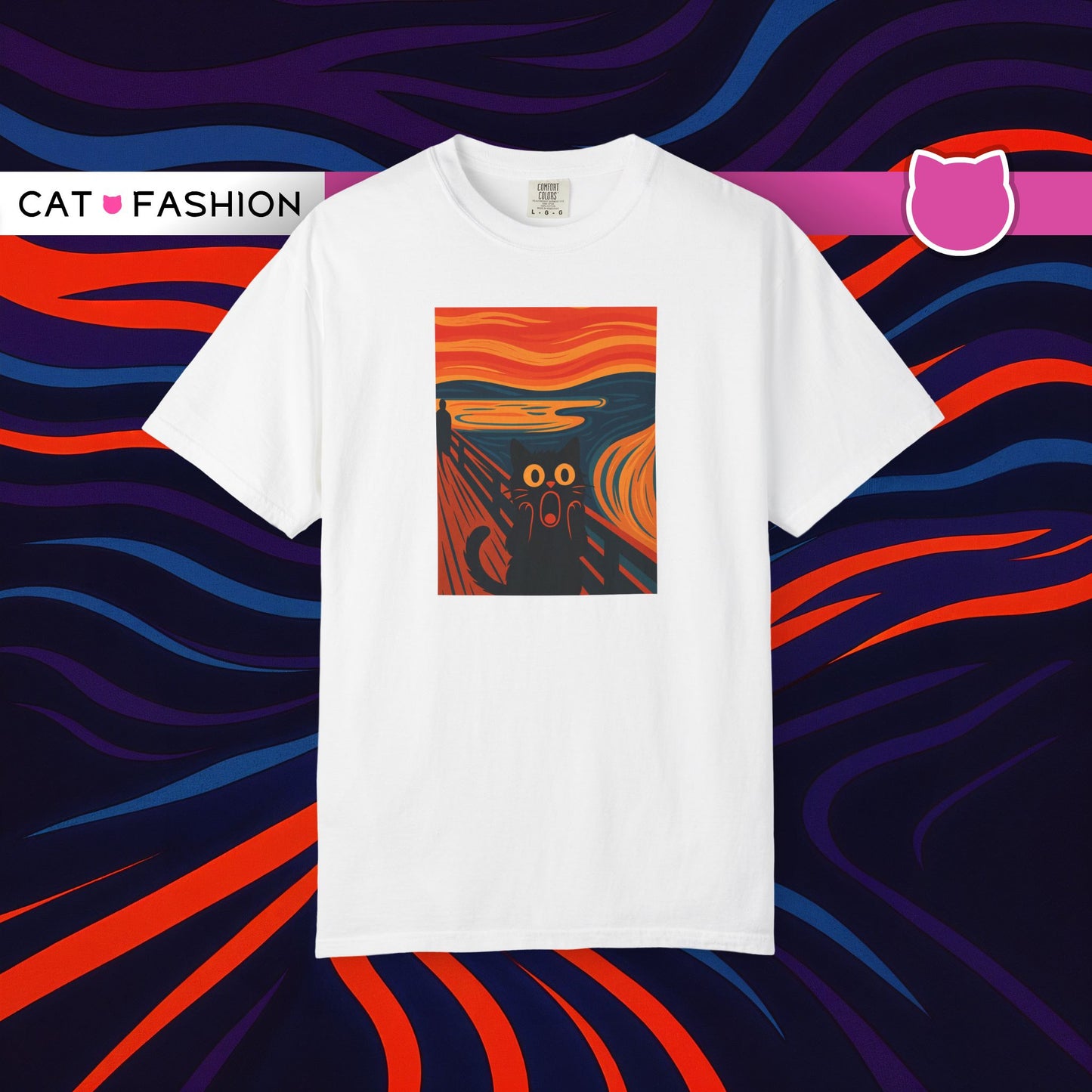 T-Shirt: The Screamed Cat - Funny Munch Scream Parody Tee - Bold Unisex Graphic Shirt for Art Fans and Cat Lovers