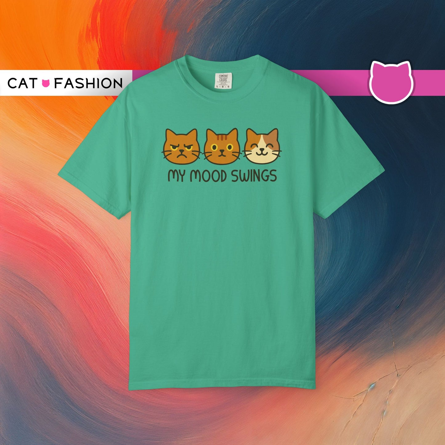 T-Shirt: My Mood Swings - Funny Cat Faces Graphic Tee - Cute Emotional Expression Shirt for Cat Lovers & Everyday Feels