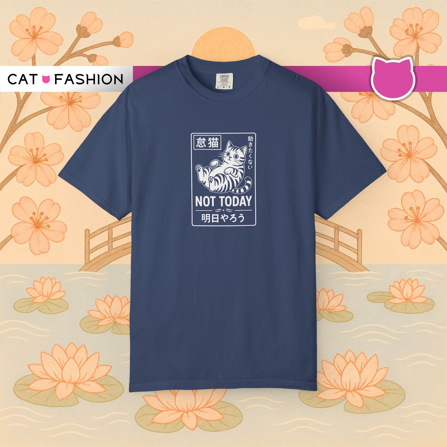 T-Shirt: Not Today Lazy Cat – Japanese Style Funny Cat Graphic Tee – Cool Unisex Shirt for Chill Vibes & Cat Lovers