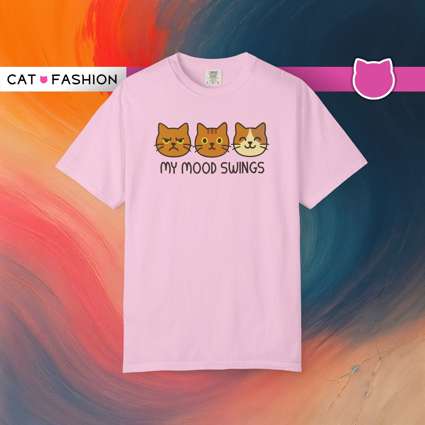 T-Shirt: My Mood Swings - Funny Cat Faces Graphic Tee - Cute Emotional Expression Shirt for Cat Lovers & Everyday Feels