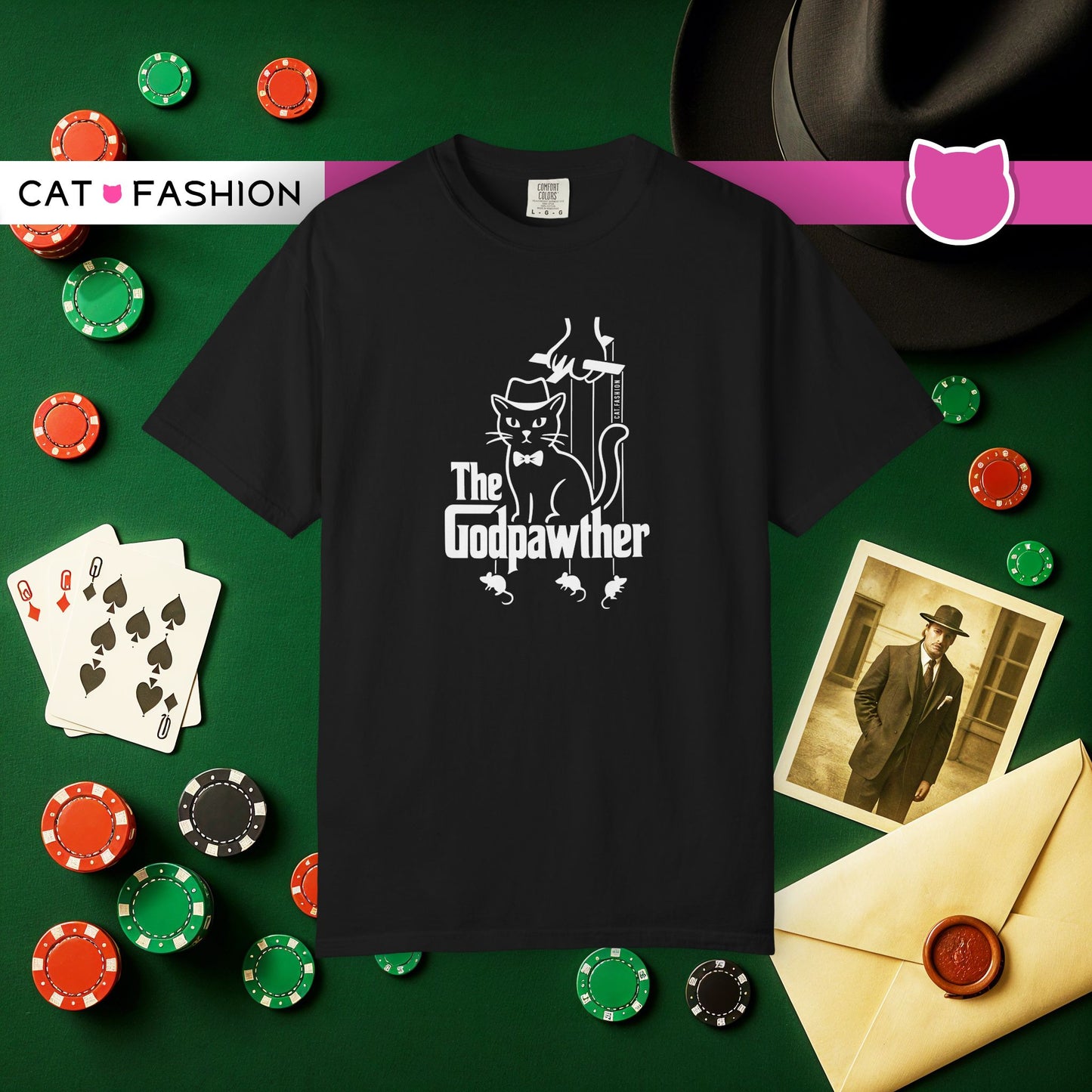 T-Shirt: The Godpawther – Funny Cat Mafia Parody Graphic Tee – Cool Unisex Shirt for Cat Lovers & Movie Fans