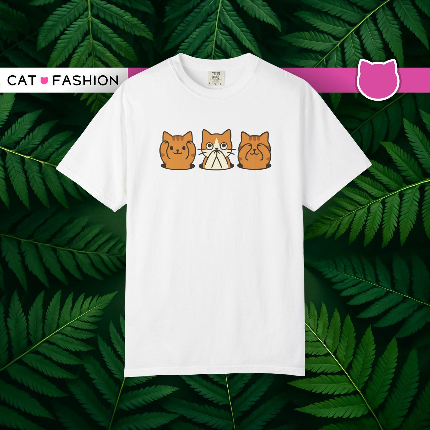 T-Shirt: Three Wise Cats - Funny See No Evil, Hear No Evil, Speak No Evil Kitty Tee - Cute Unisex Shirt for Cat Lovers