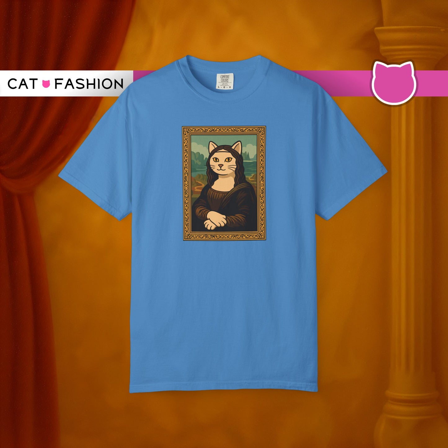 T-Shirt: Meow Mona Lisa - Cat Art Parody Graphic Tee - Leonardo da Vinci-Inspired Unisex Shirt for Cat Lovers and Art Fans