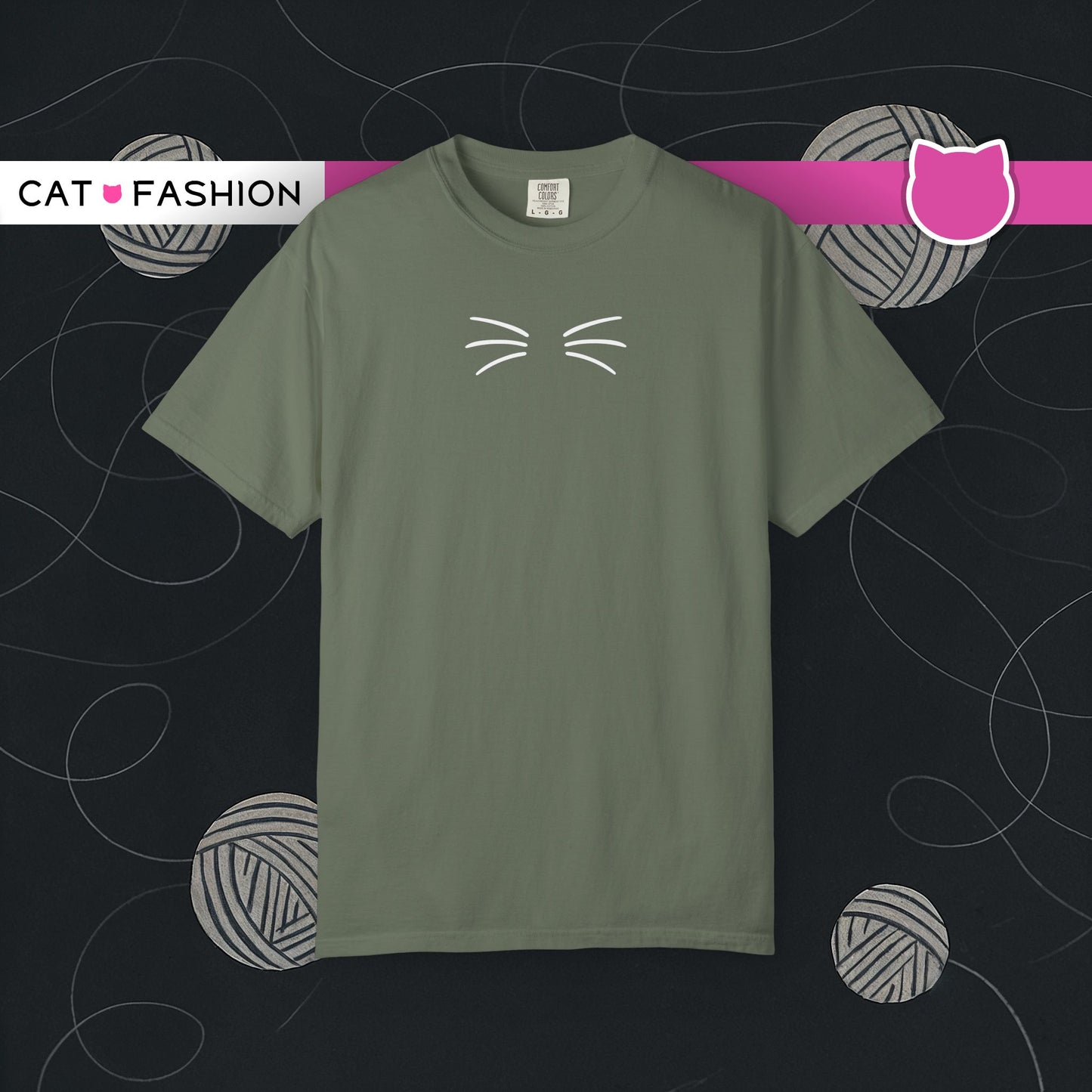 T-Shirt: Just Cat Whiskers – Minimalist Kitty Graphic Tee – Simple Cute Design Unisex Shirt for Everyday Style