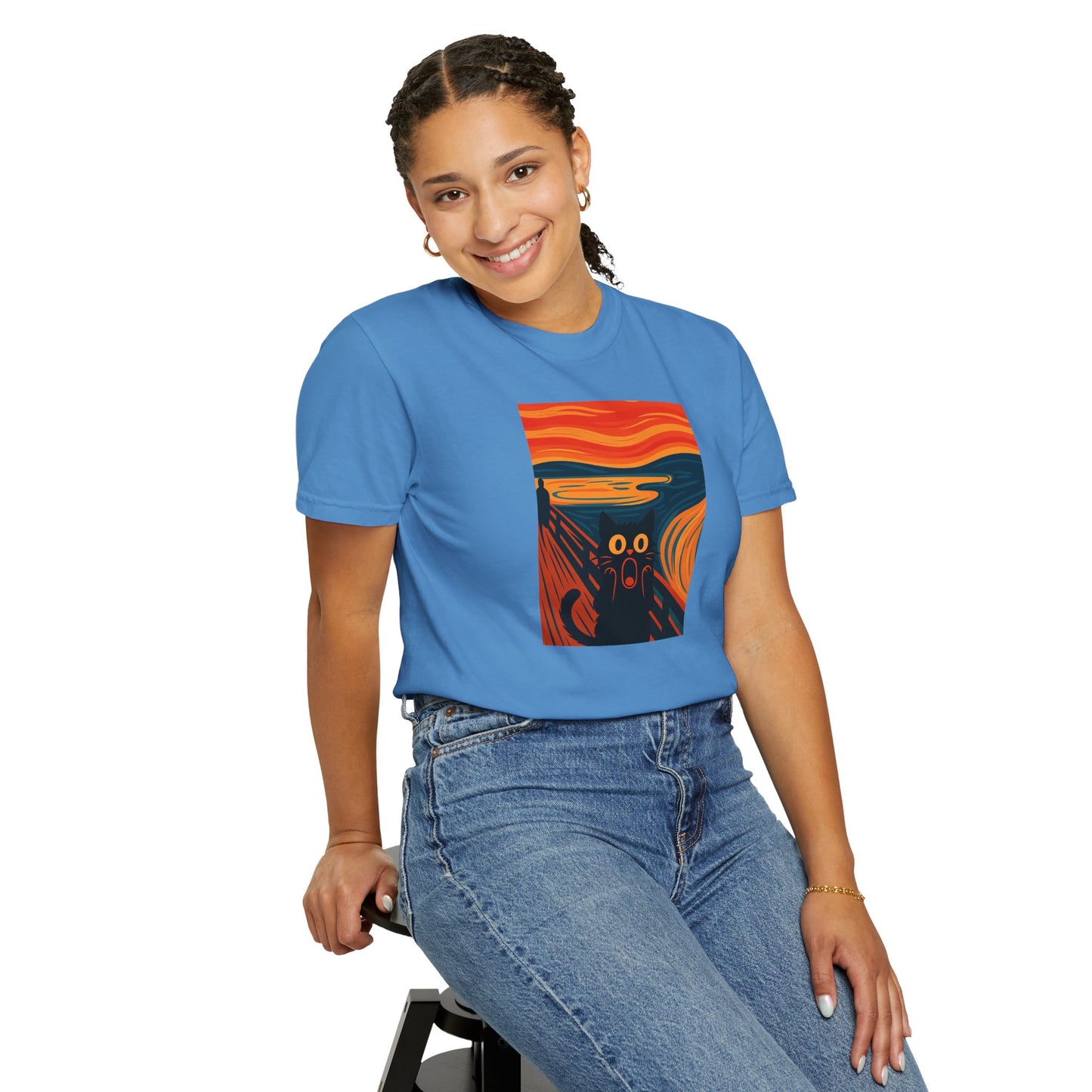T-Shirt: The Screamed Cat - Funny Munch Scream Parody Tee - Bold Unisex Graphic Shirt for Art Fans and Cat Lovers