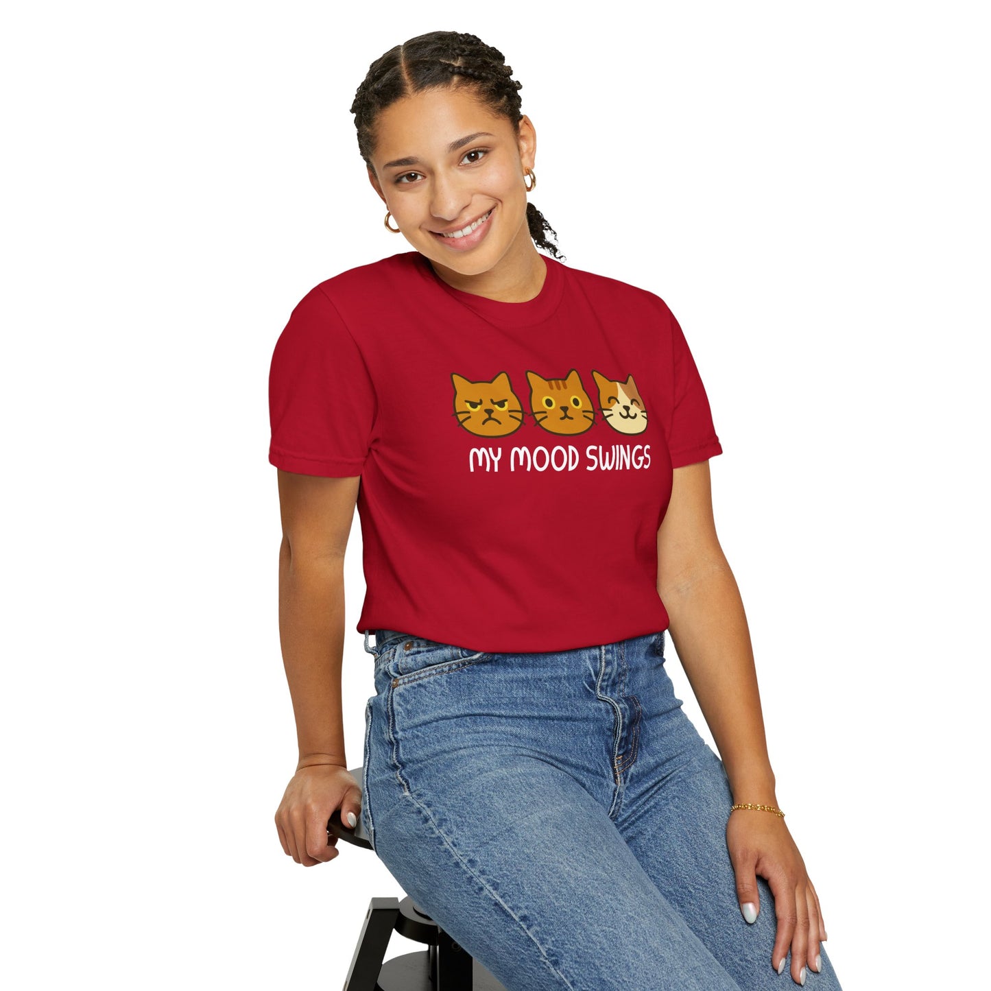 T-Shirt: My Mood Swings - Funny Cat Faces Graphic Tee - Cute Emotional Expression Shirt for Cat Lovers & Everyday Feels