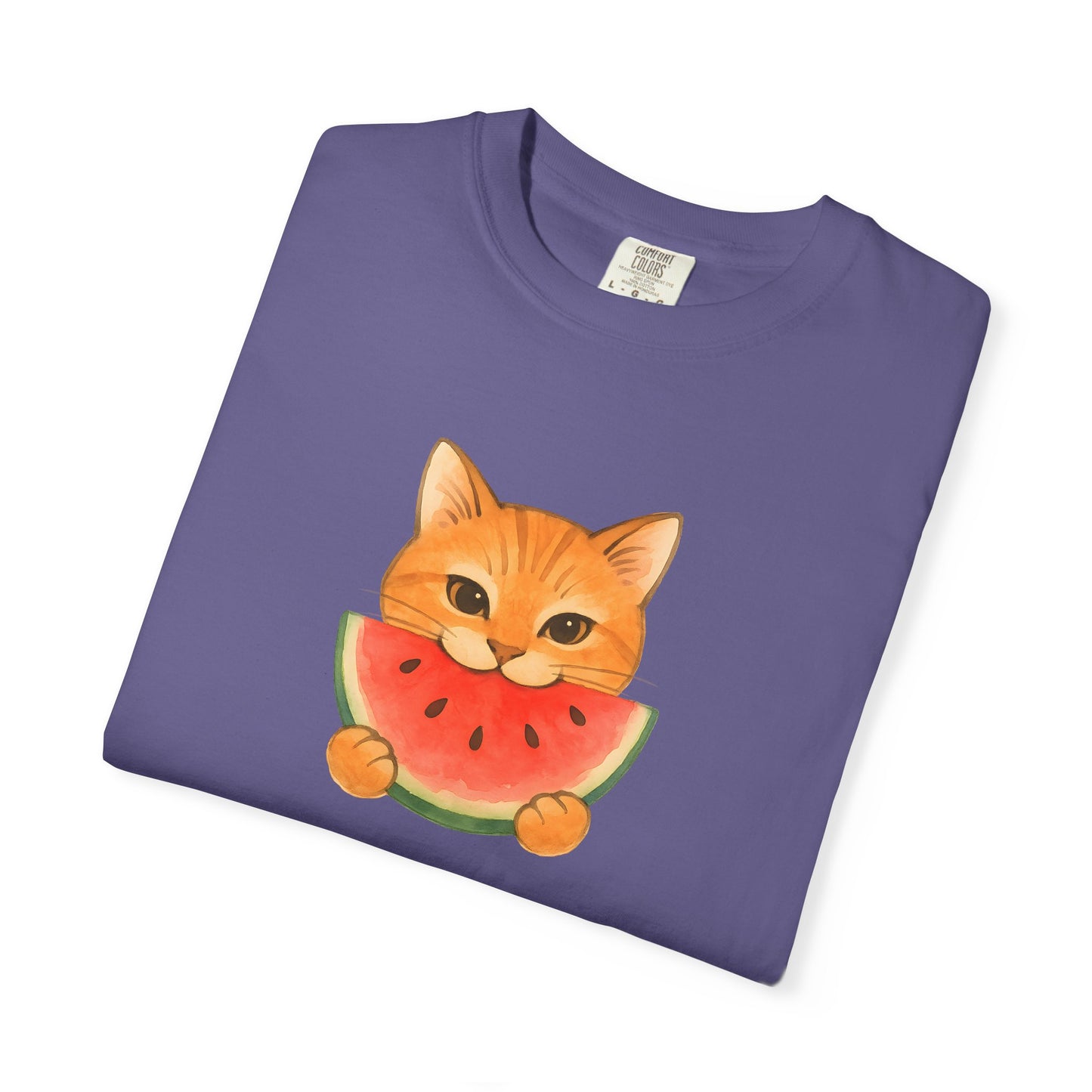 T-Shirt: Cat & Watermelon– Cute Watermelon Cat Graphic Tee – Fun Summer Fruit Unisex Shirt for Cat Lovers & Whimsical Vibes