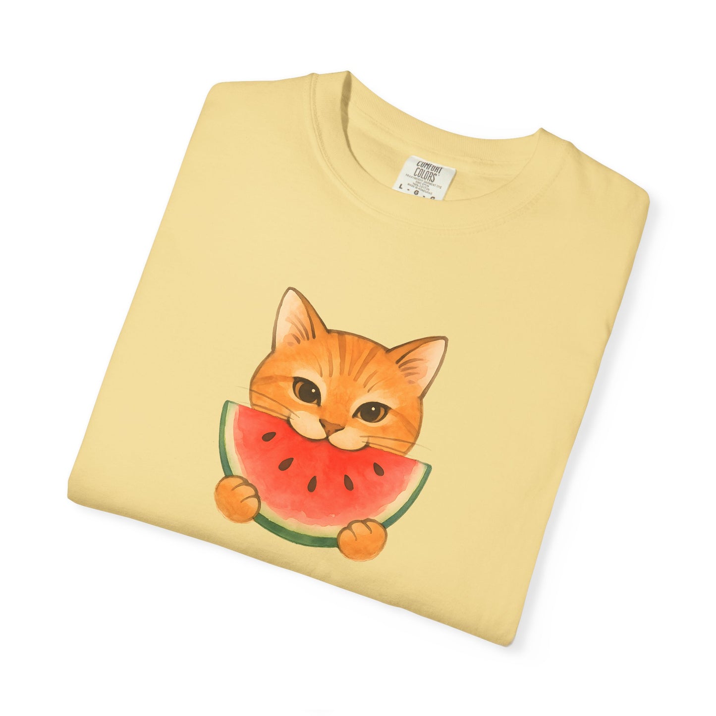 T-Shirt: Cat & Watermelon– Cute Watermelon Cat Graphic Tee – Fun Summer Fruit Unisex Shirt for Cat Lovers & Whimsical Vibes