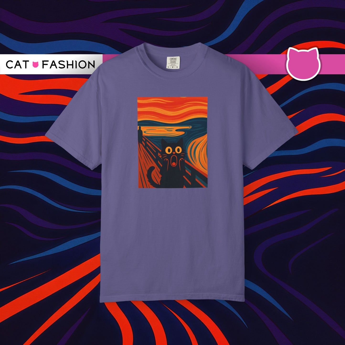 T-Shirt: The Screamed Cat - Funny Munch Scream Parody Tee - Bold Unisex Graphic Shirt for Art Fans and Cat Lovers