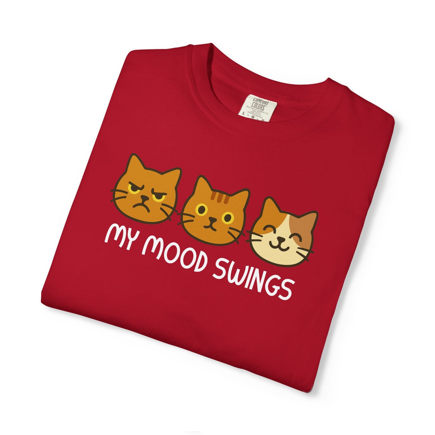 T-Shirt: My Mood Swings - Funny Cat Faces Graphic Tee - Cute Emotional Expression Shirt for Cat Lovers & Everyday Feels