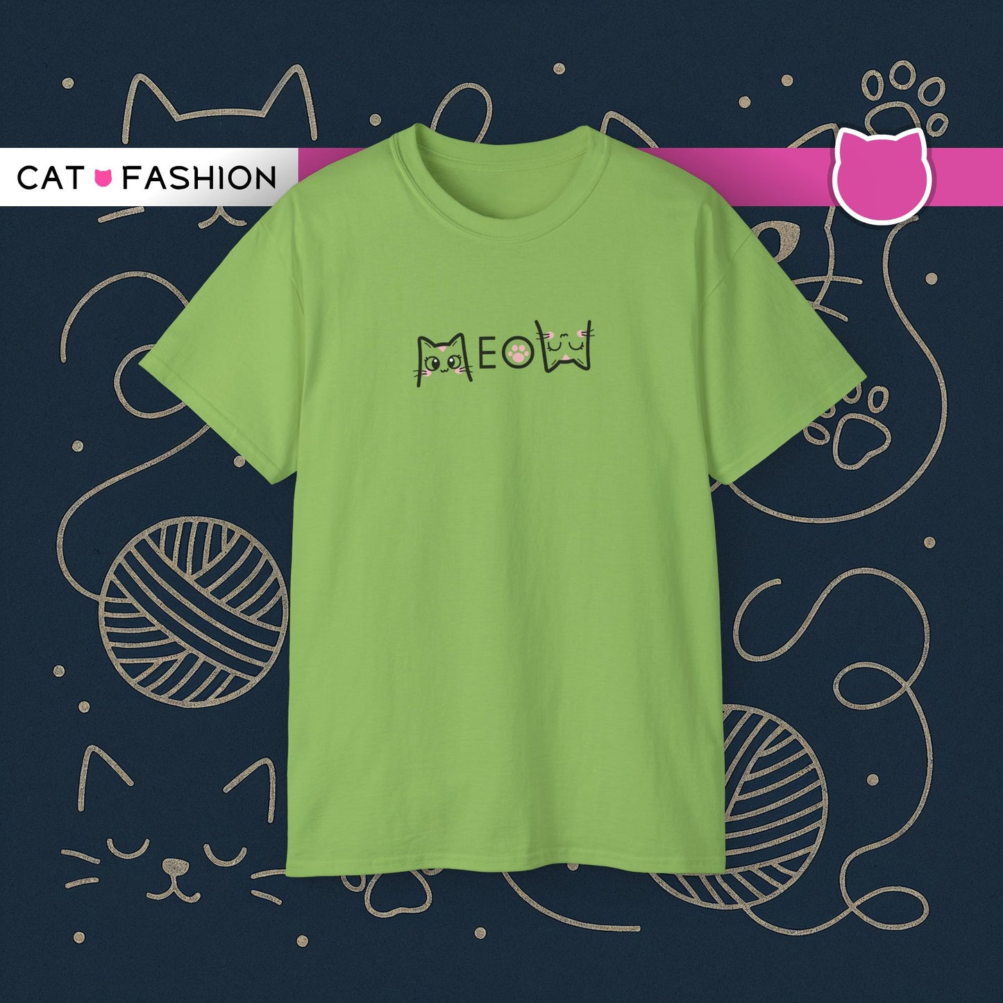 T-Shirt: Simple MEOW – Minimalist Cat Lettering Graphic Tee – Cute Unisex Shirt for Everyday Casual Style
