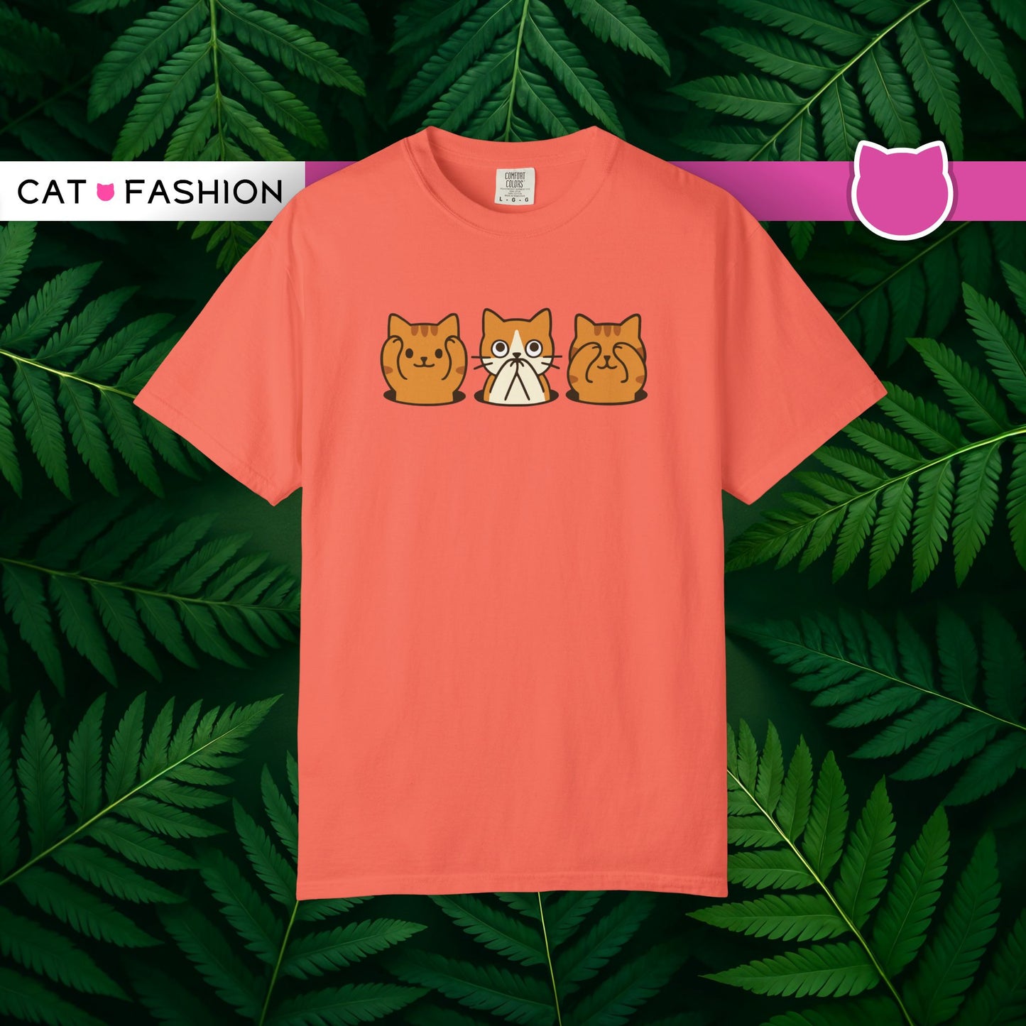 T-Shirt: Three Wise Cats - Funny See No Evil, Hear No Evil, Speak No Evil Kitty Tee - Cute Unisex Shirt for Cat Lovers