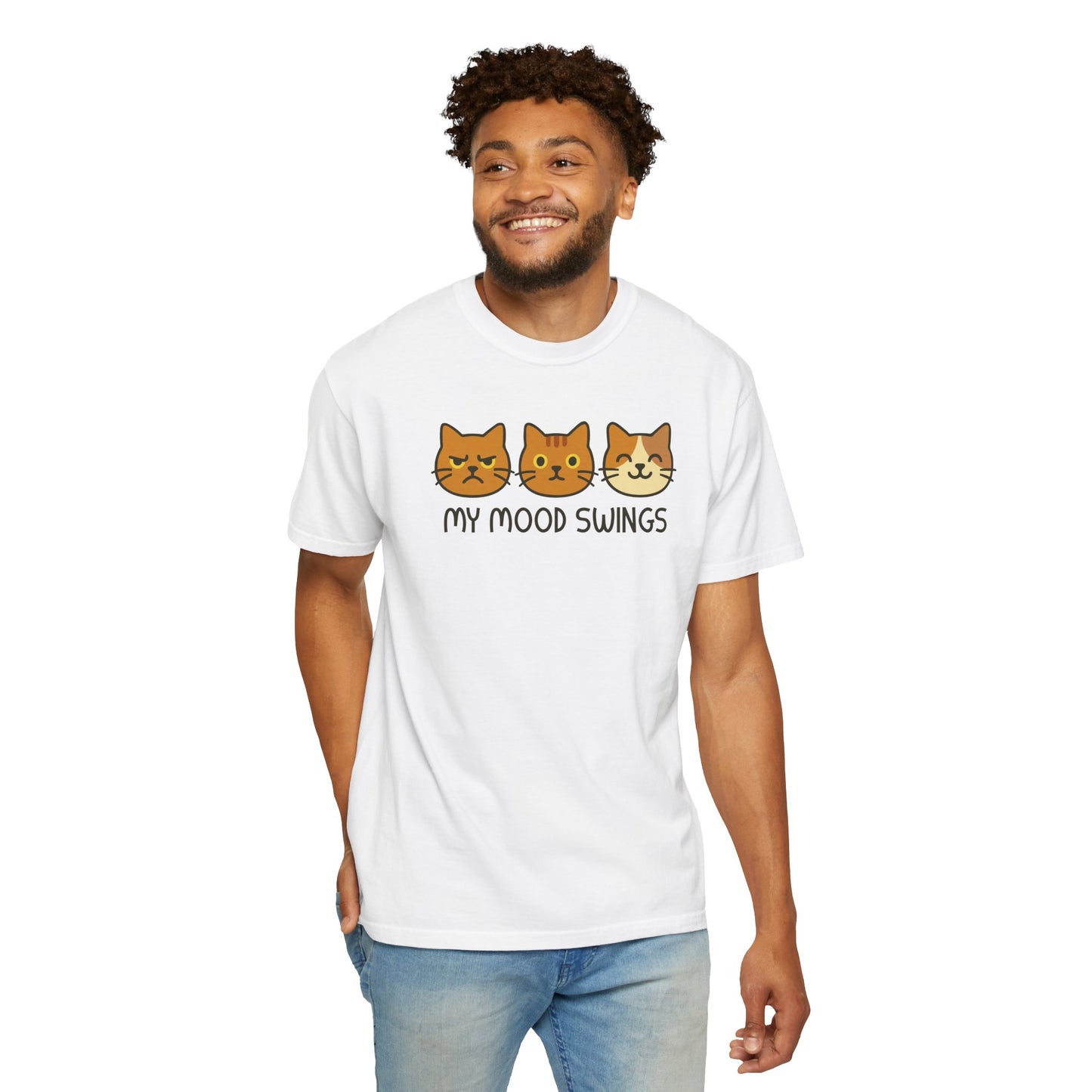 T-Shirt: My Mood Swings - Funny Cat Faces Graphic Tee - Cute Emotional Expression Shirt for Cat Lovers & Everyday Feels