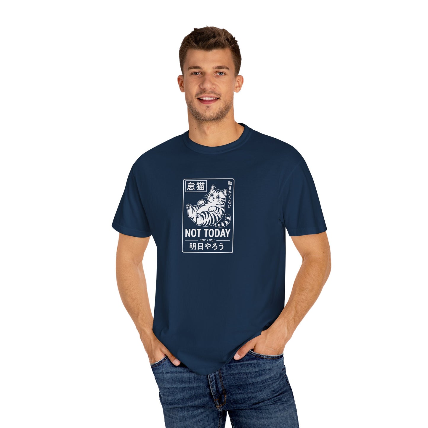 T-Shirt: Not Today Lazy Cat – Japanese Style Funny Cat Graphic Tee – Cool Unisex Shirt for Chill Vibes & Cat Lovers