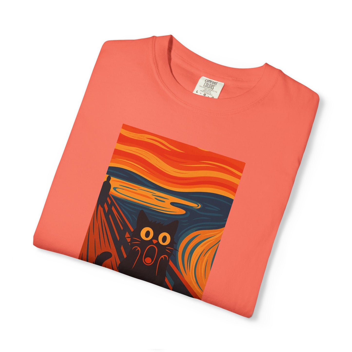 T-Shirt: The Screamed Cat - Funny Munch Scream Parody Tee - Bold Unisex Graphic Shirt for Art Fans and Cat Lovers
