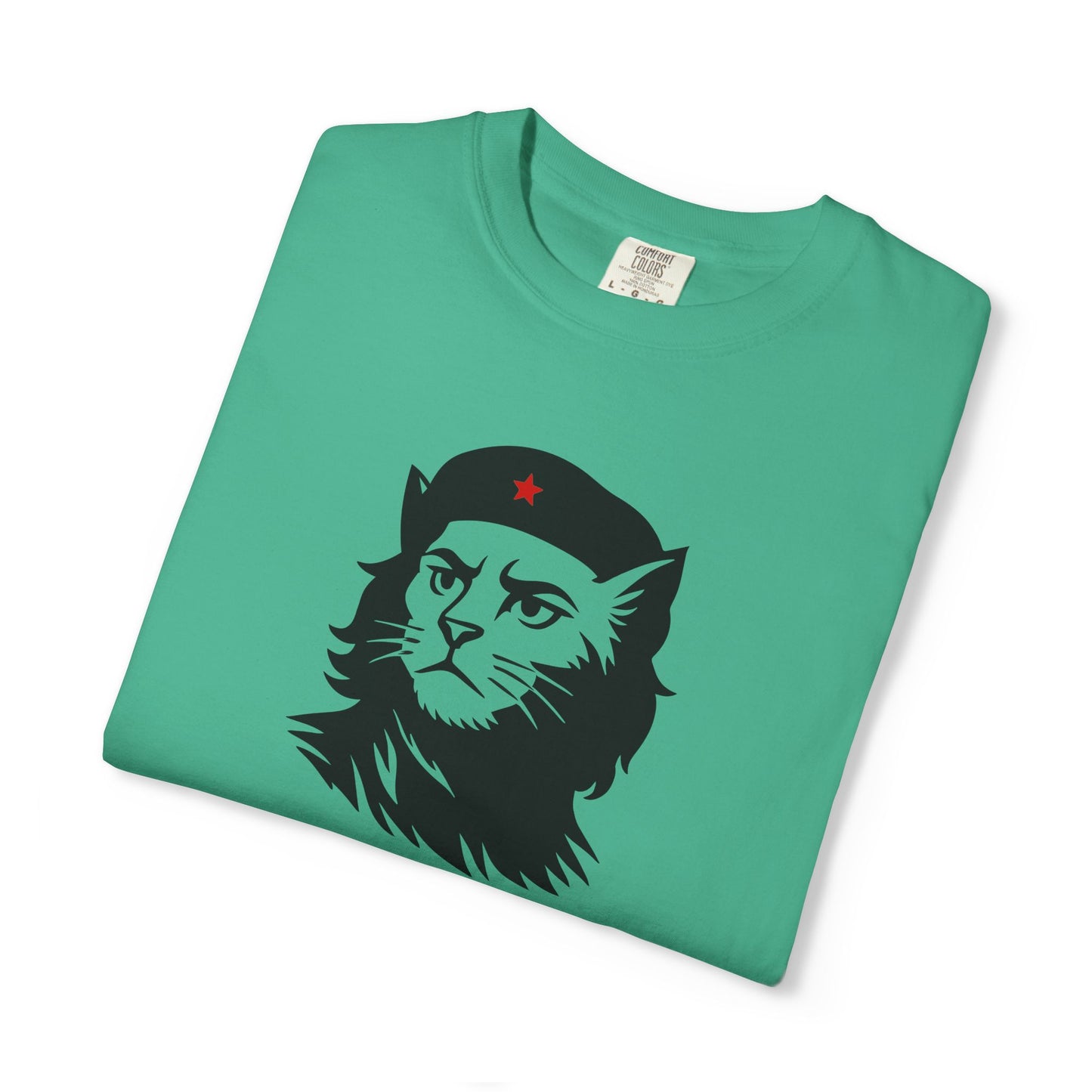 T-Shirt: Revolutionary Cat - Funny Che-Inspired Graphic Tee - Iconic Unisex Shirt for Cat Lovers and Political Satire Fans