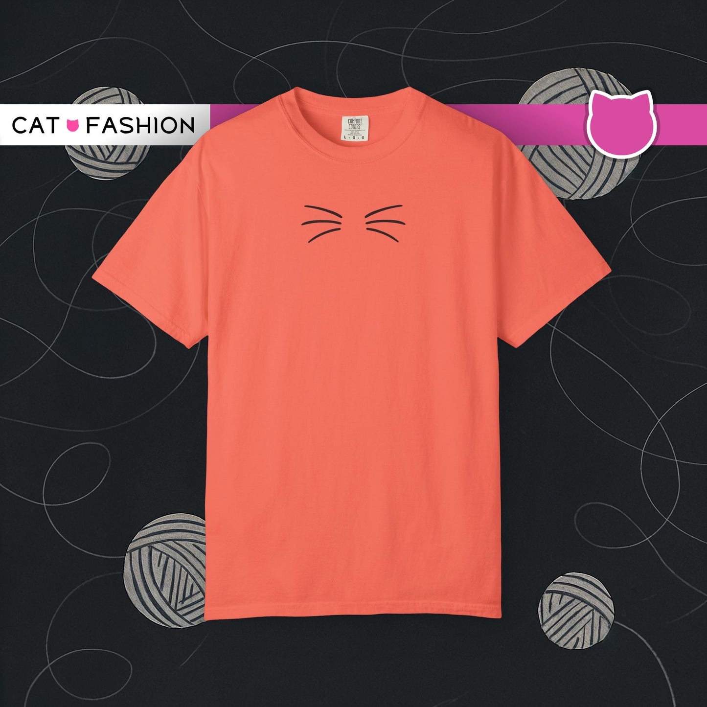 T-Shirt: Just Cat Whiskers – Minimalist Kitty Graphic Tee – Simple Cute Design Unisex Shirt for Everyday Style