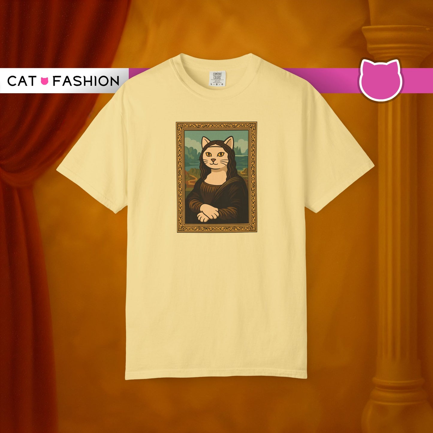 T-Shirt: Meow Mona Lisa - Cat Art Parody Graphic Tee - Leonardo da Vinci-Inspired Unisex Shirt for Cat Lovers and Art Fans