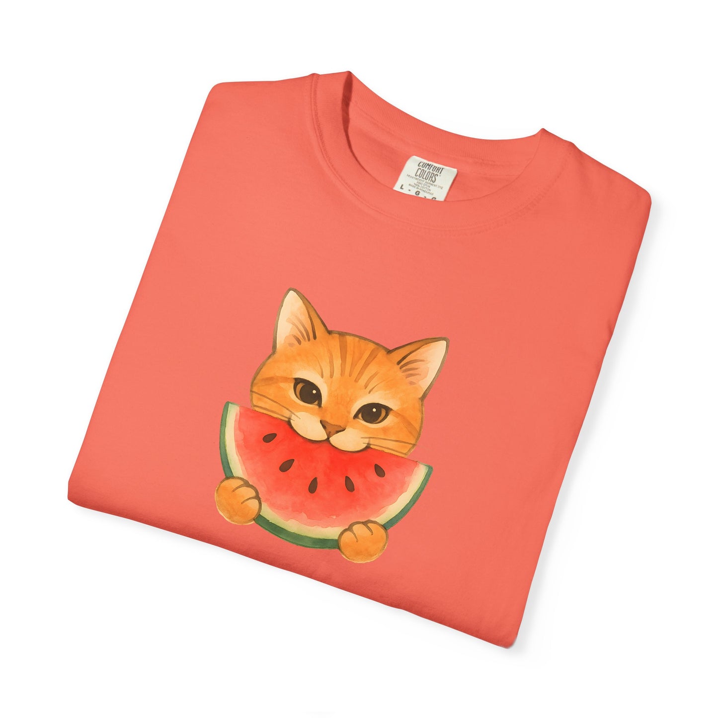 T-Shirt: Cat & Watermelon– Cute Watermelon Cat Graphic Tee – Fun Summer Fruit Unisex Shirt for Cat Lovers & Whimsical Vibes