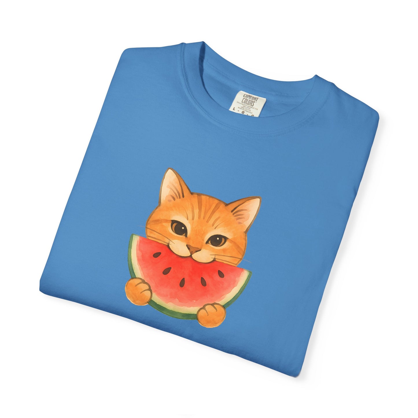 T-Shirt: Cat & Watermelon– Cute Watermelon Cat Graphic Tee – Fun Summer Fruit Unisex Shirt for Cat Lovers & Whimsical Vibes