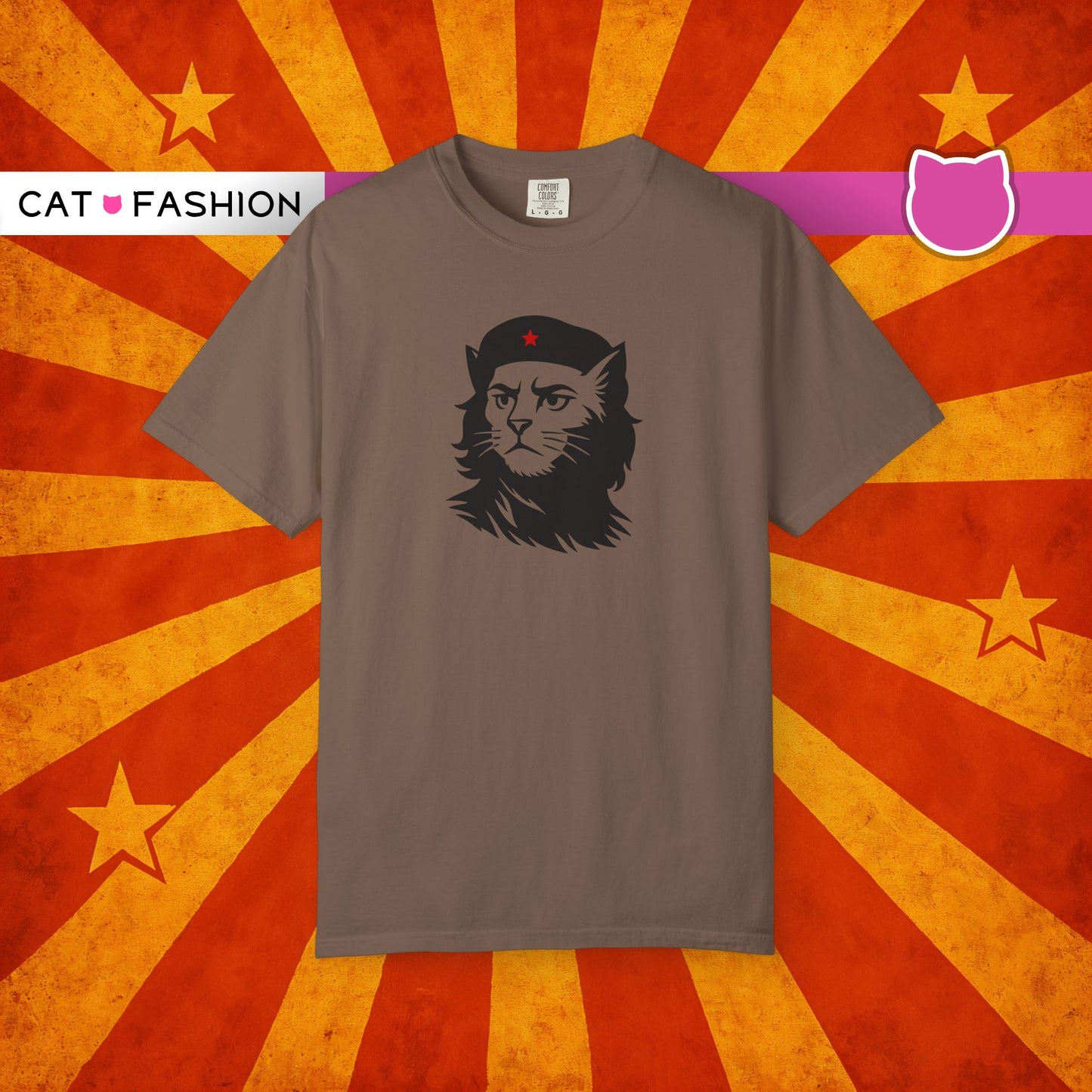 T-Shirt: Revolutionary Cat - Funny Che-Inspired Graphic Tee - Iconic Unisex Shirt for Cat Lovers and Political Satire Fans