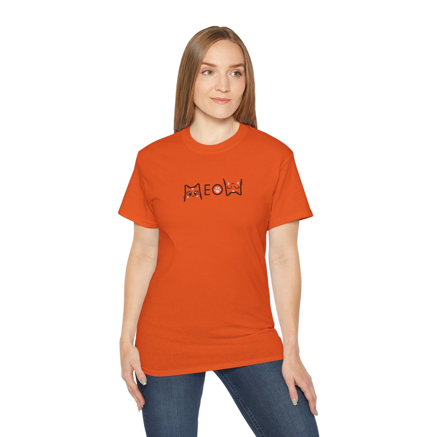 T-Shirt: Simple MEOW – Minimalist Cat Lettering Graphic Tee – Cute Unisex Shirt for Everyday Casual Style