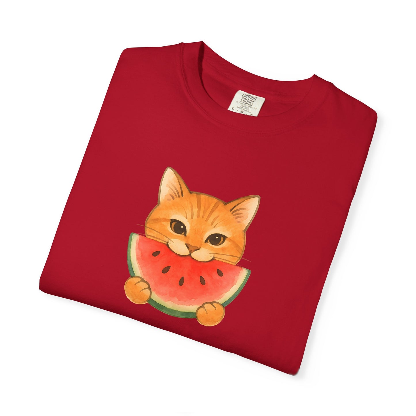T-Shirt: Cat & Watermelon– Cute Watermelon Cat Graphic Tee – Fun Summer Fruit Unisex Shirt for Cat Lovers & Whimsical Vibes