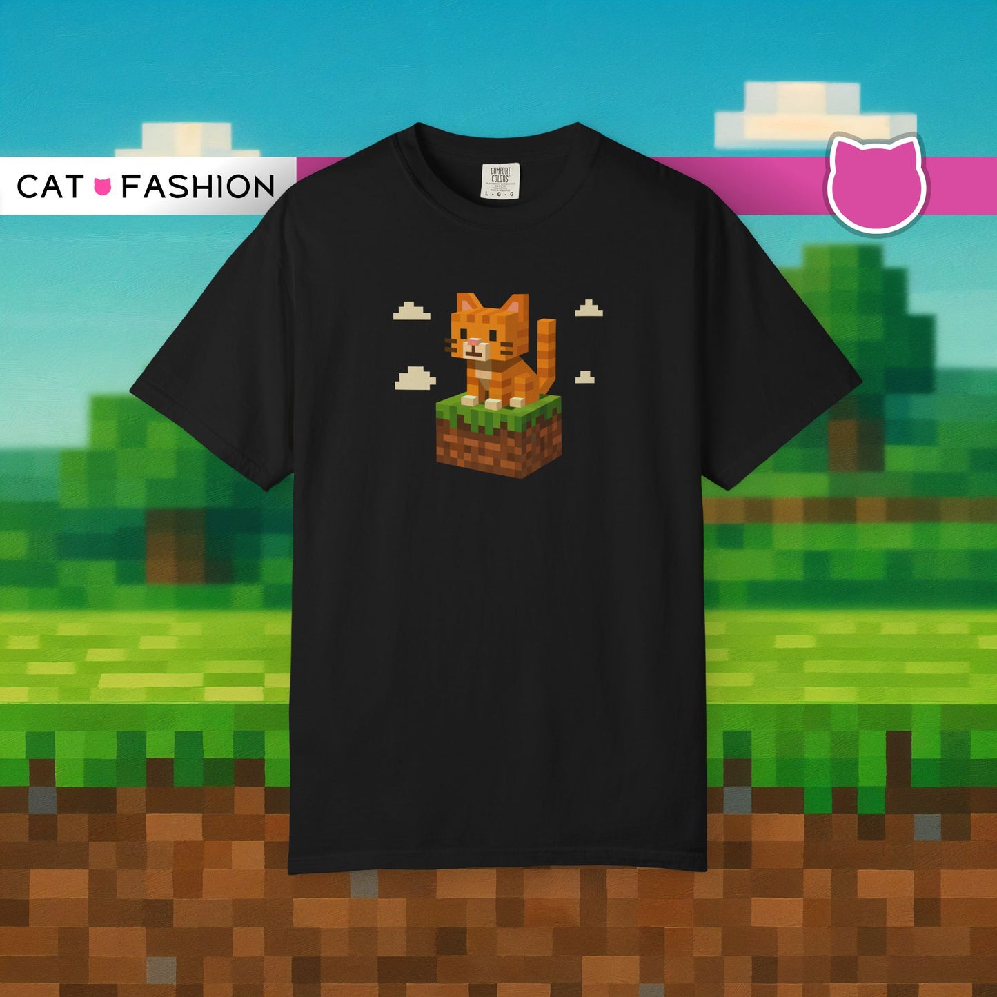 T-Shirt: Pixel Cat - Pixel Style Kitty Graphic Tee - Funny Unisex Shirt for Gamers and Cat Lovers with Retro Vibes