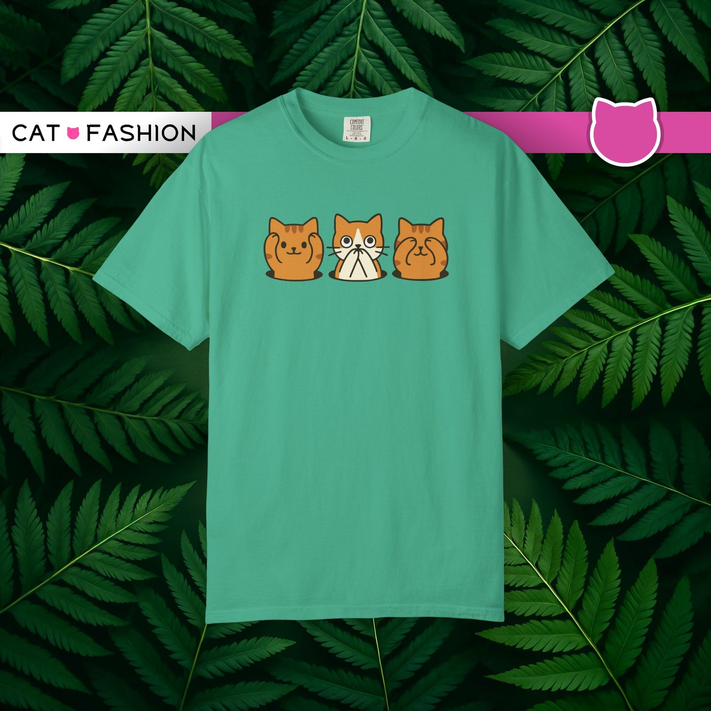 T-Shirt: Three Wise Cats - Funny See No Evil, Hear No Evil, Speak No Evil Kitty Tee - Cute Unisex Shirt for Cat Lovers