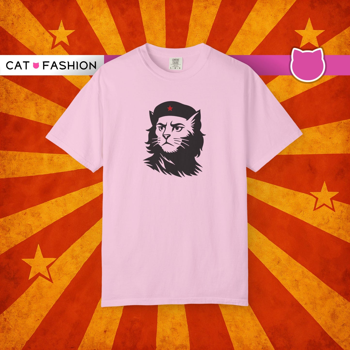 T-Shirt: Revolutionary Cat - Funny Che-Inspired Graphic Tee - Iconic Unisex Shirt for Cat Lovers and Political Satire Fans