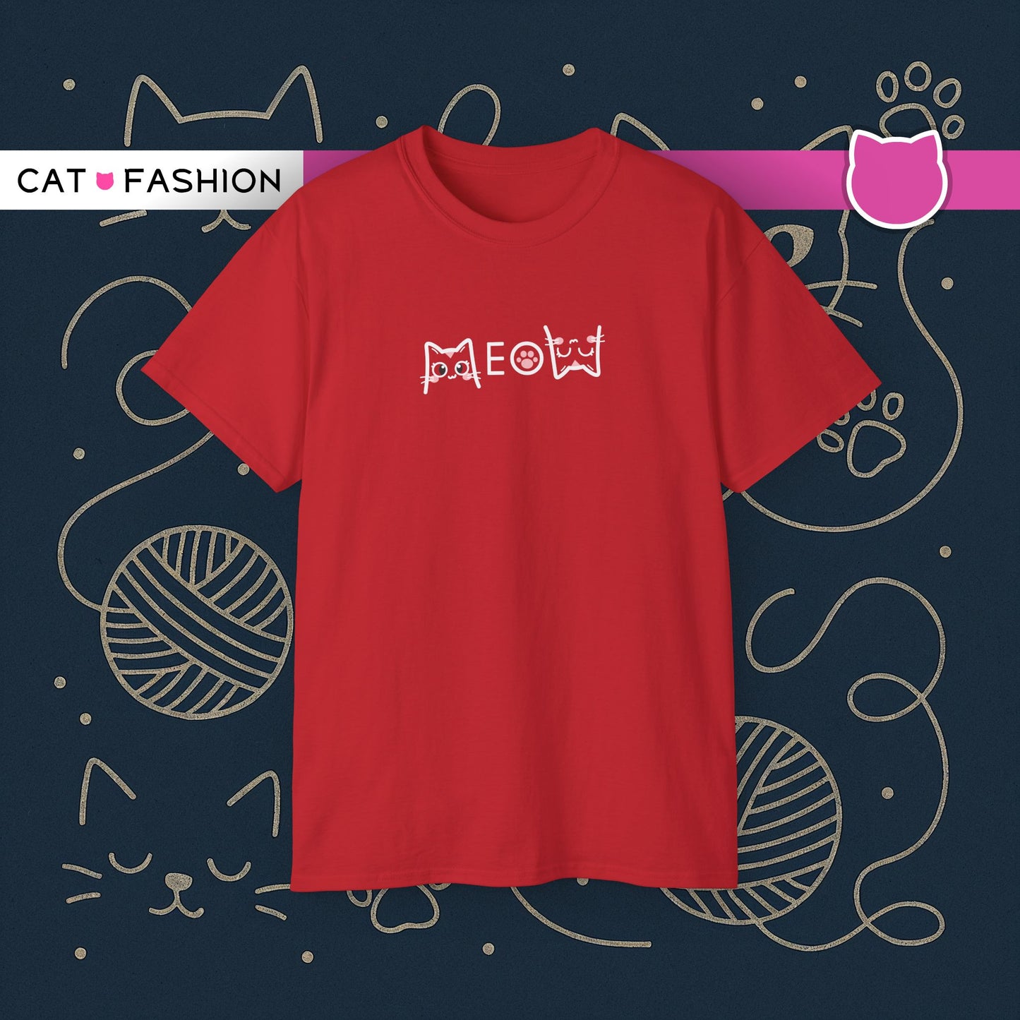 T-Shirt: Simple MEOW – Minimalist Cat Lettering Graphic Tee – Cute Unisex Shirt for Everyday Casual Style