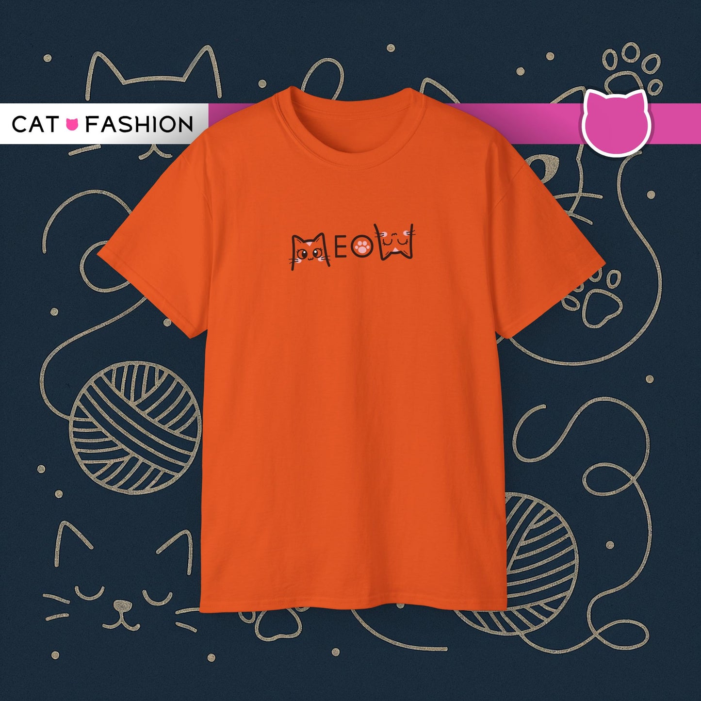 T-Shirt: Simple MEOW – Minimalist Cat Lettering Graphic Tee – Cute Unisex Shirt for Everyday Casual Style