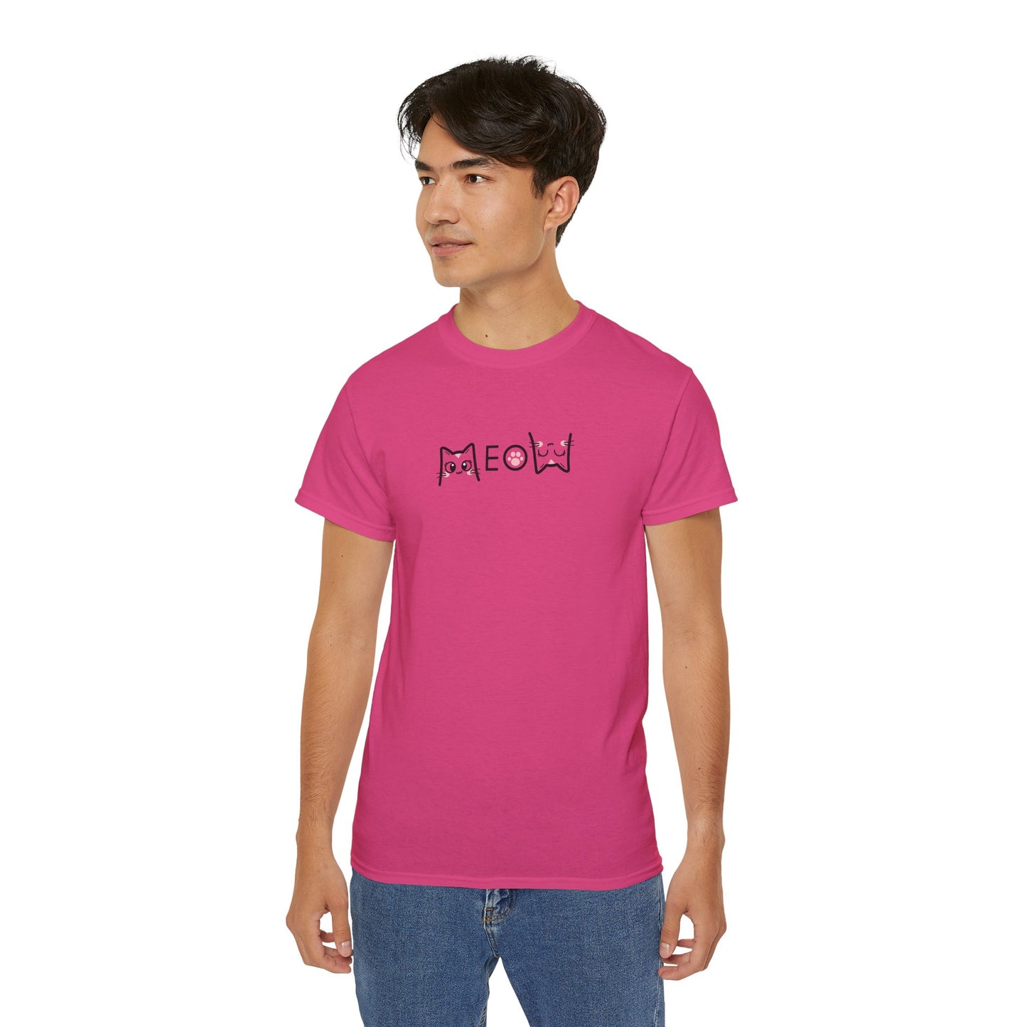 T-Shirt: Simple MEOW – Minimalist Cat Lettering Graphic Tee – Cute Unisex Shirt for Everyday Casual Style