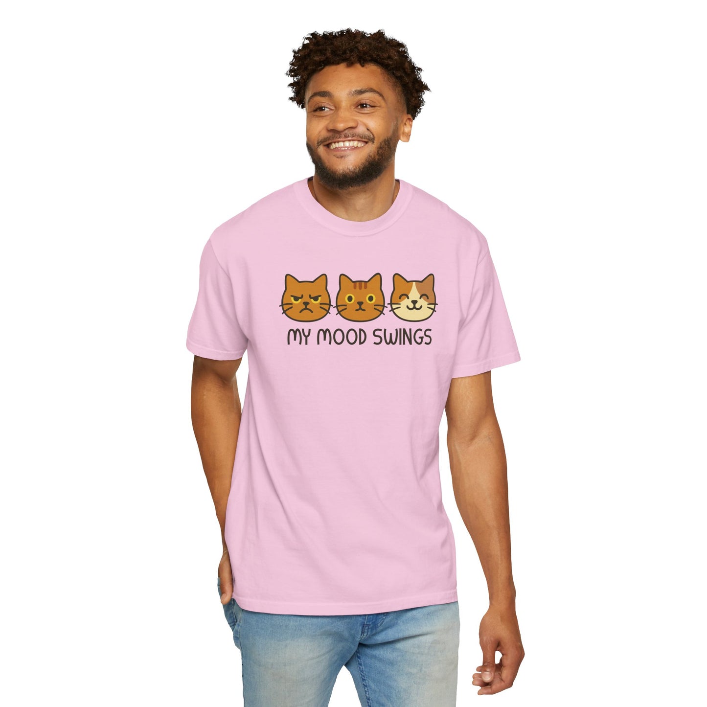 T-Shirt: My Mood Swings - Funny Cat Faces Graphic Tee - Cute Emotional Expression Shirt for Cat Lovers & Everyday Feels