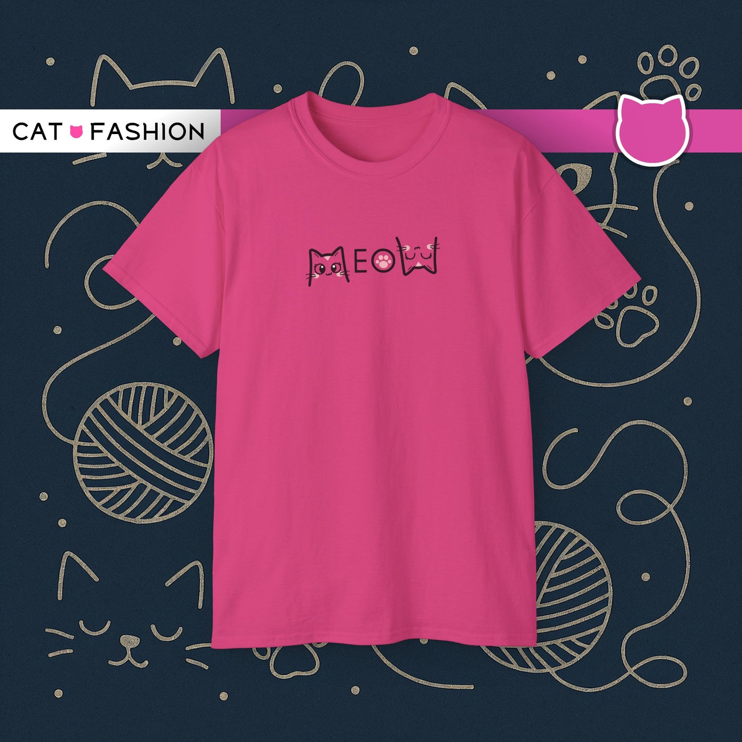 T-Shirt: Simple MEOW – Minimalist Cat Lettering Graphic Tee – Cute Unisex Shirt for Everyday Casual Style