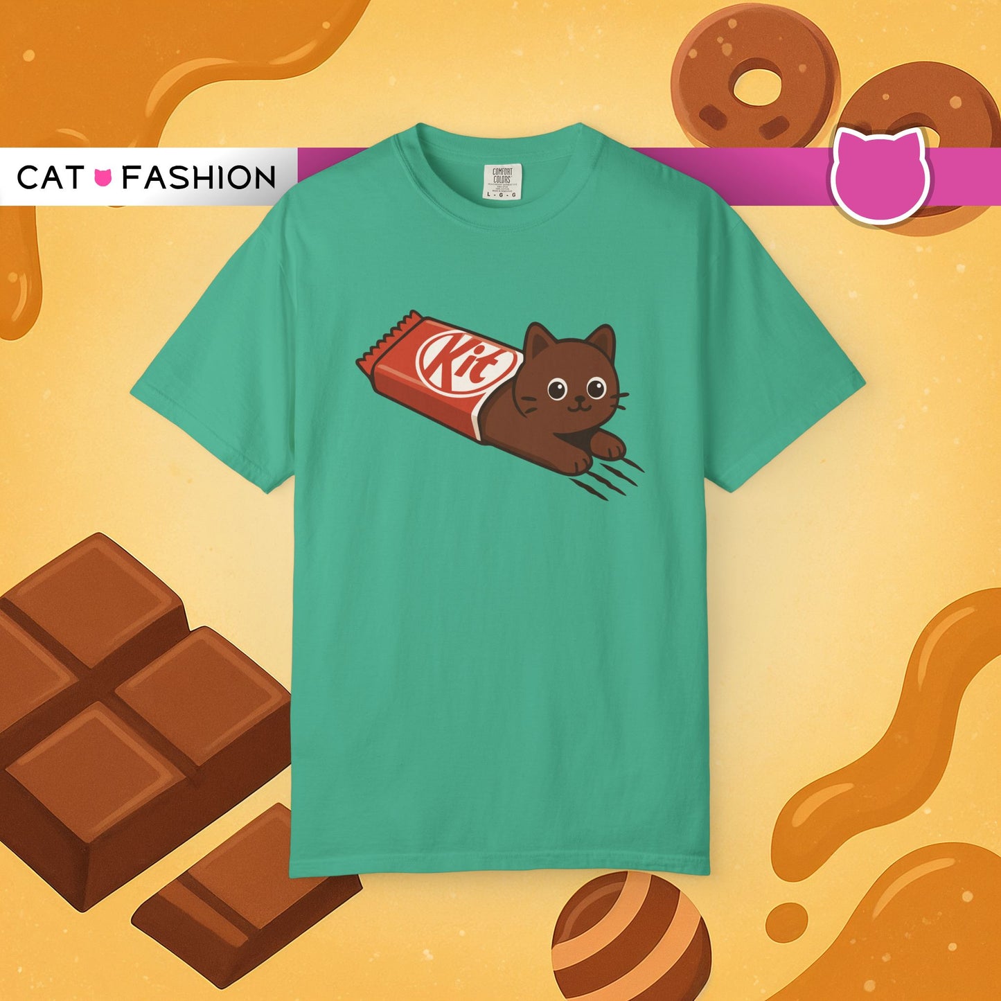 T-Shirt: KitCat Chocolate – Funny Kitten & Candy Bar Graphic Tee – Cute Cat Meme Shirt