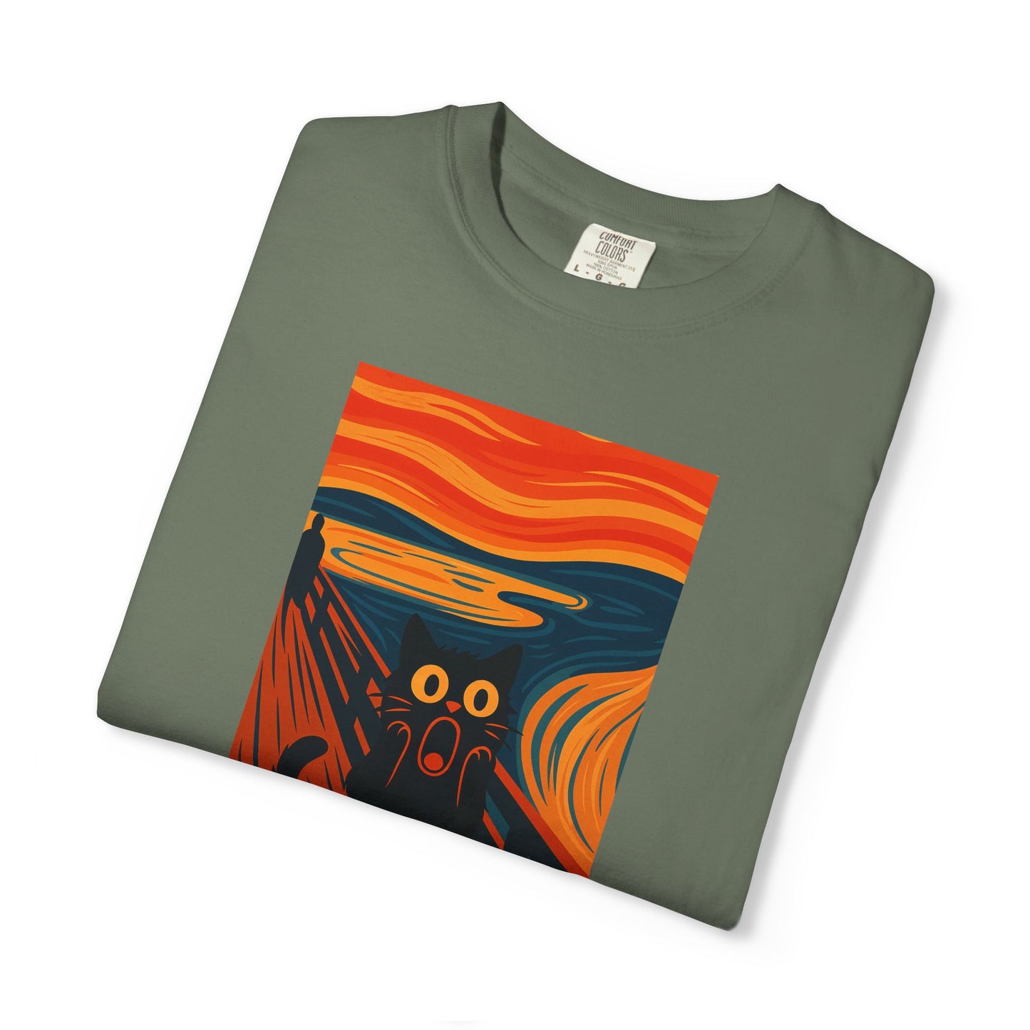 T-Shirt: The Screamed Cat - Funny Munch Scream Parody Tee - Bold Unisex Graphic Shirt for Art Fans and Cat Lovers